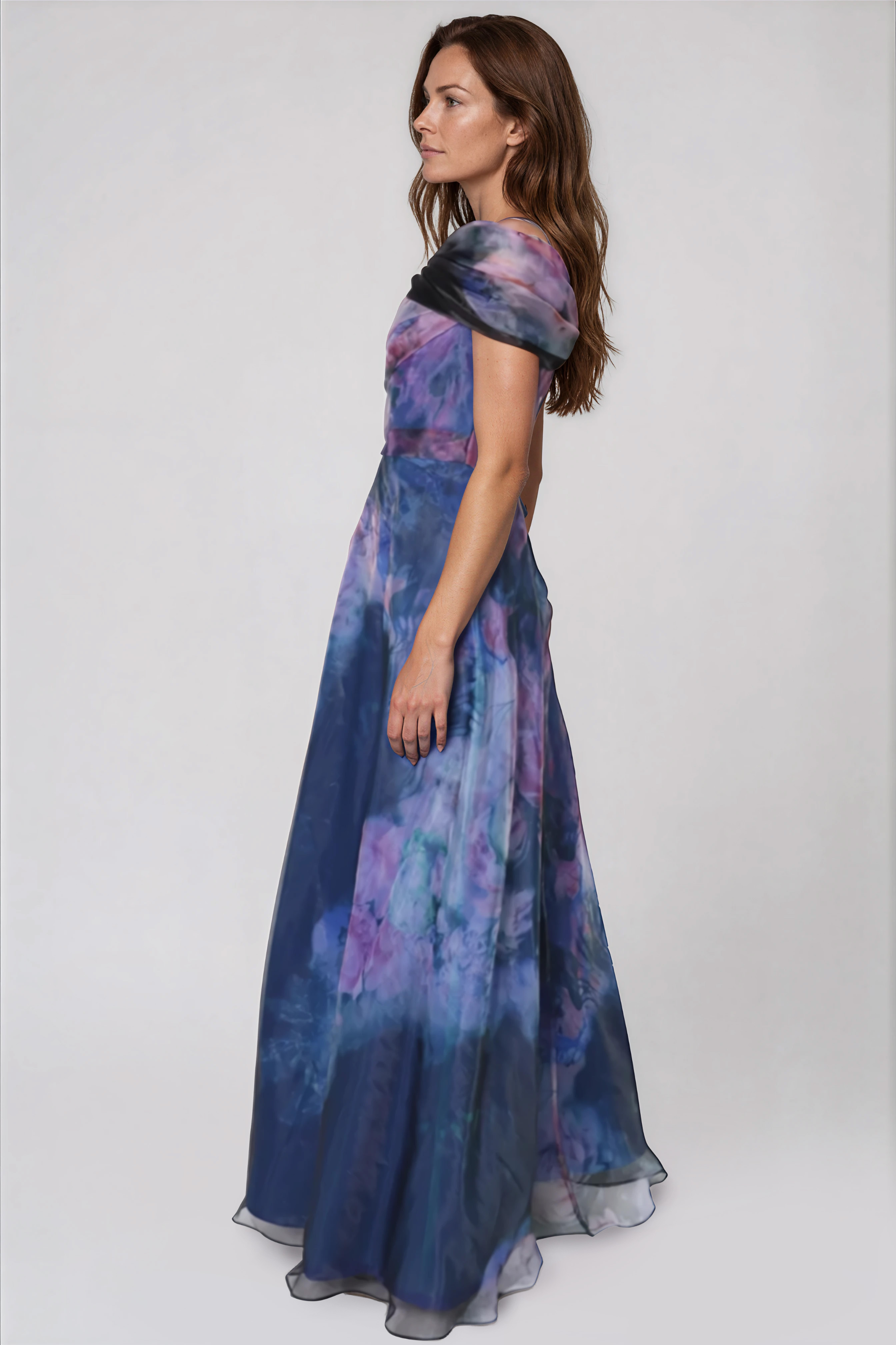 Twisted Off-The-Shoulder Organza Gown