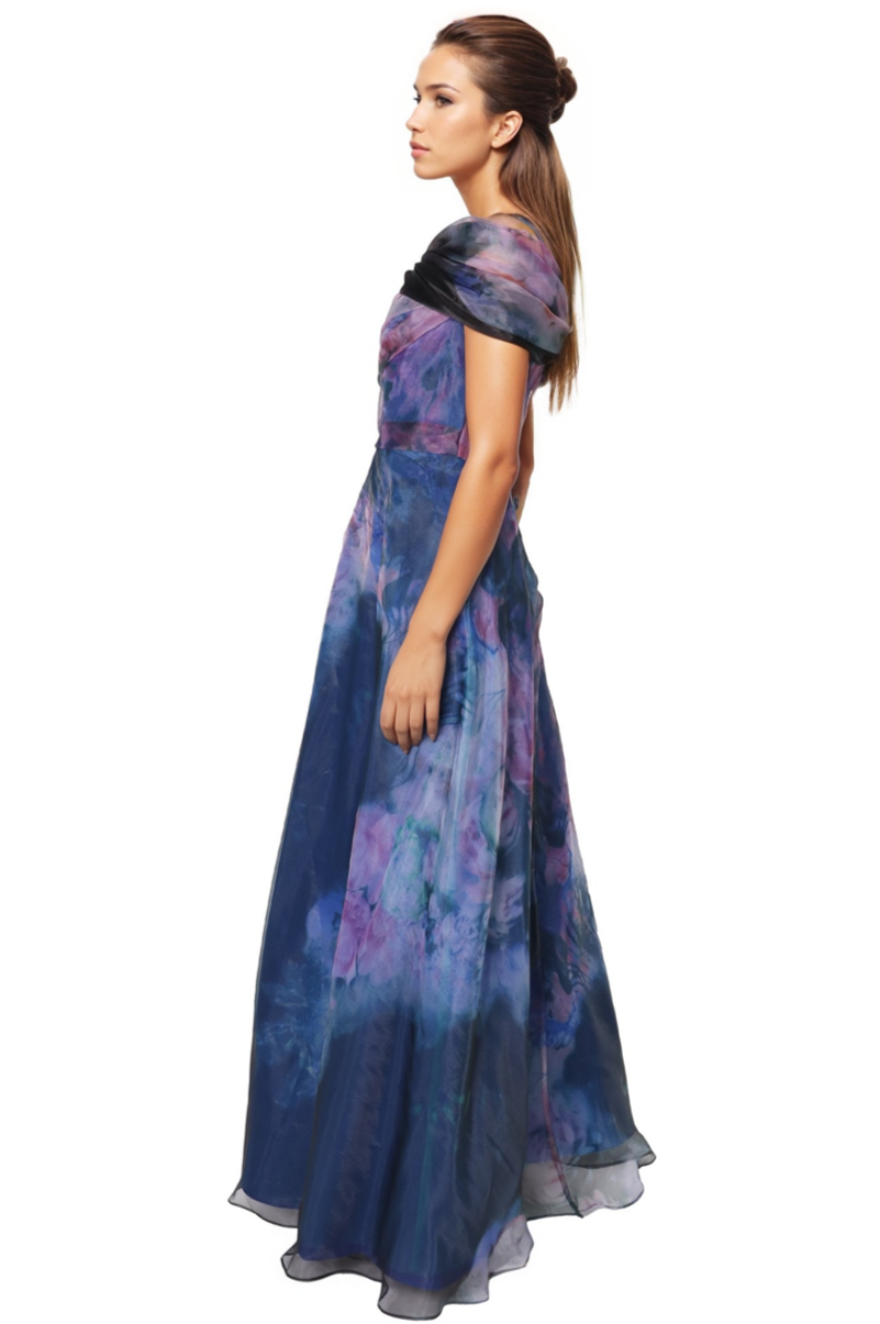 Twisted Off-The-Shoulder Organza Gown Gown Rene Ruiz Collection