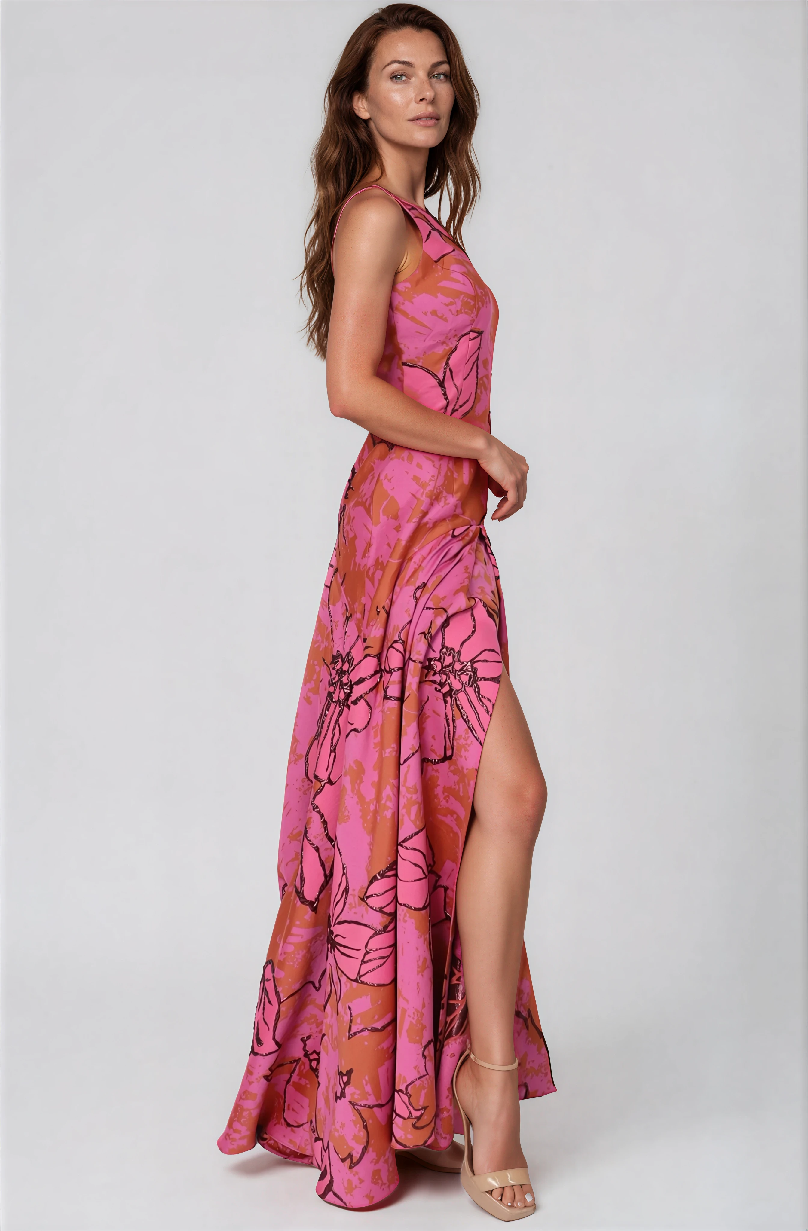 Halter Brocade Fit and Flare Gown Gown Rene Ruiz Collection