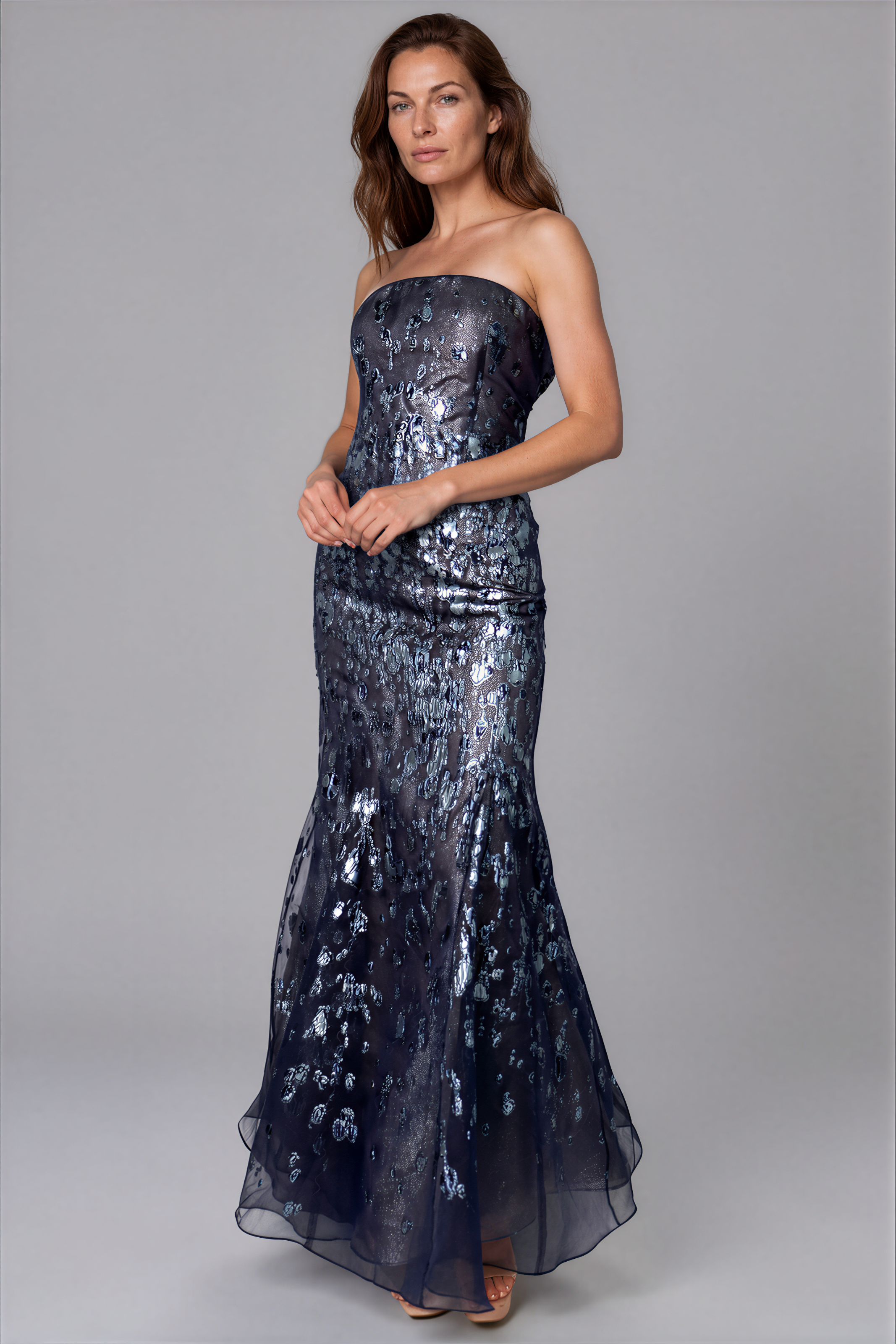 Strapless Fil Coupe Fit And Flare Gown Gown Rene Ruiz Collection