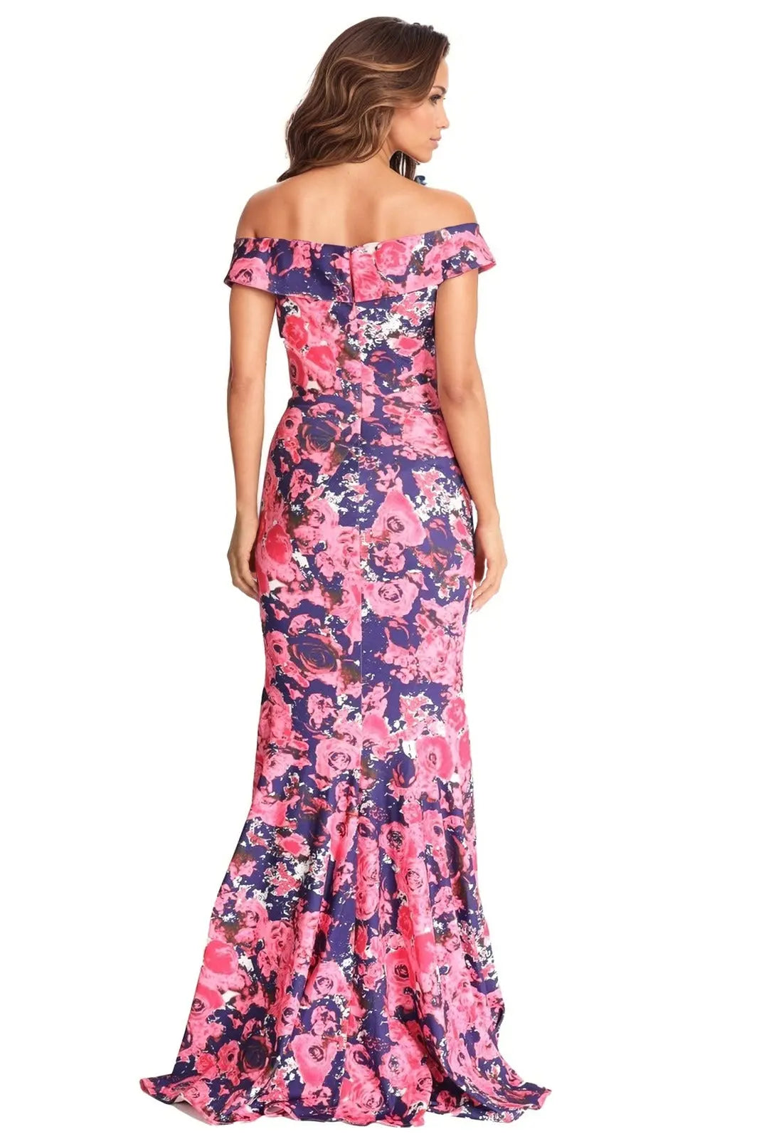 Off The Shoulder Fit and Flare Gown Gown Rene Ruiz Collection