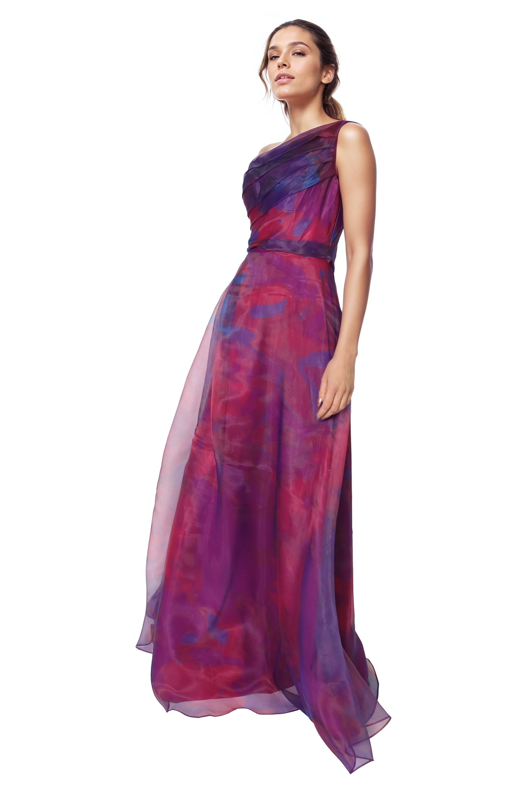 One Shoulder A-line Organza Gown Gown Rene Ruiz Collection