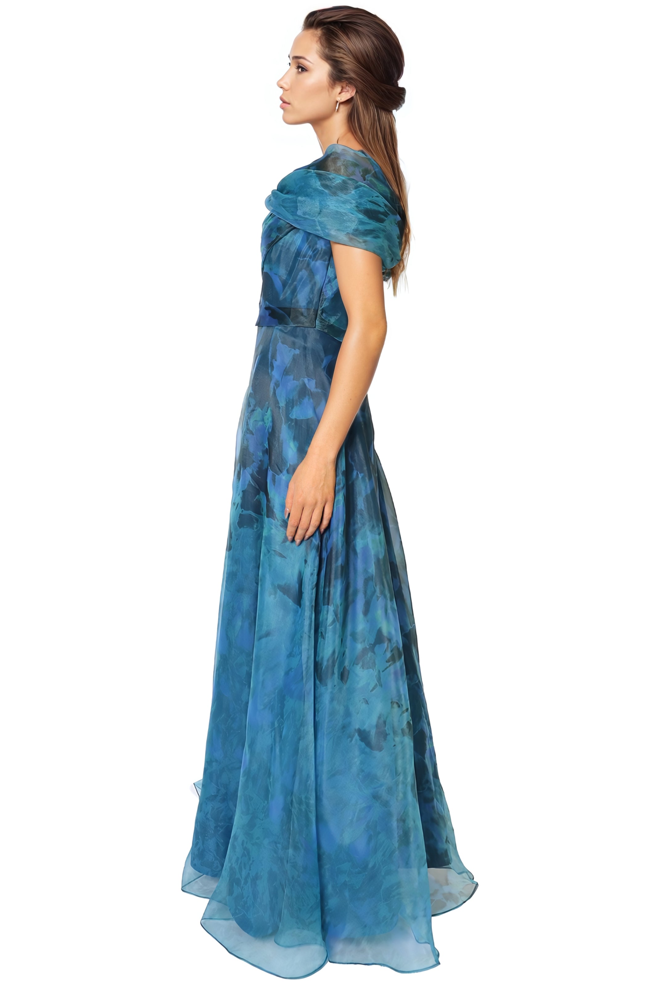 Twisted Off-The-Shoulder Organza Gown Gown Rene Ruiz Collection