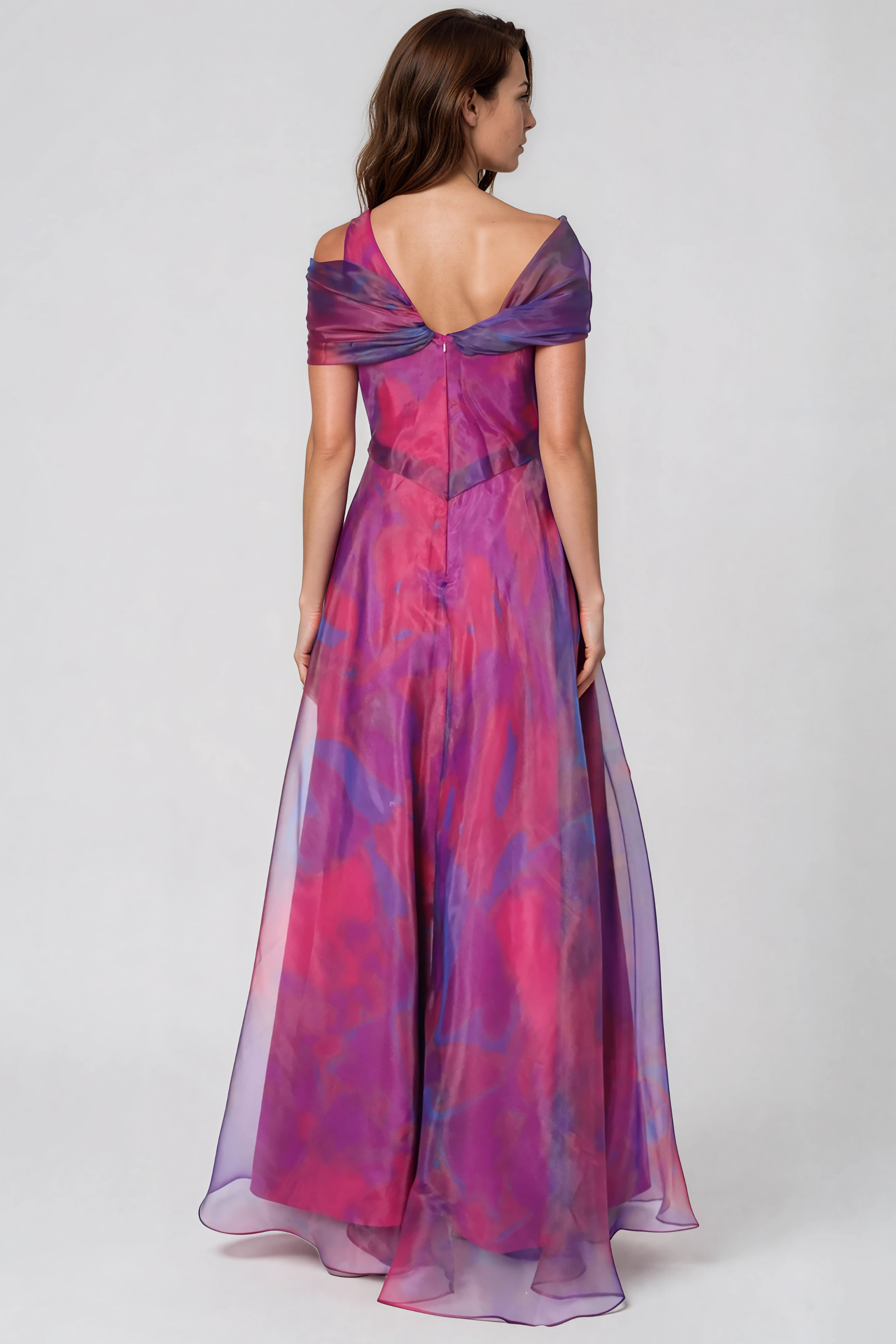 Twisted Off-The-Shoulder Organza Gown Gown Rene Ruiz Collection