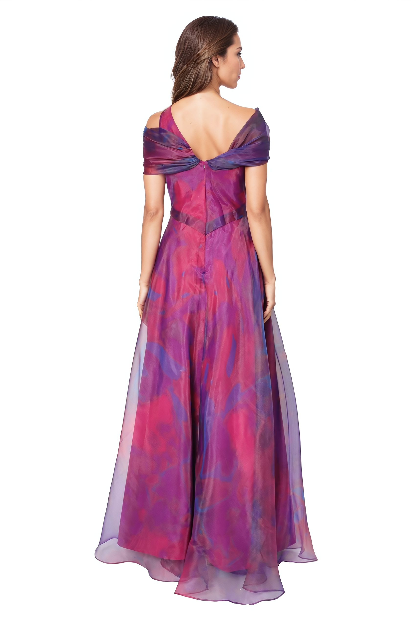 Twisted Off-The-Shoulder Organza Gown Gown Rene Ruiz Collection