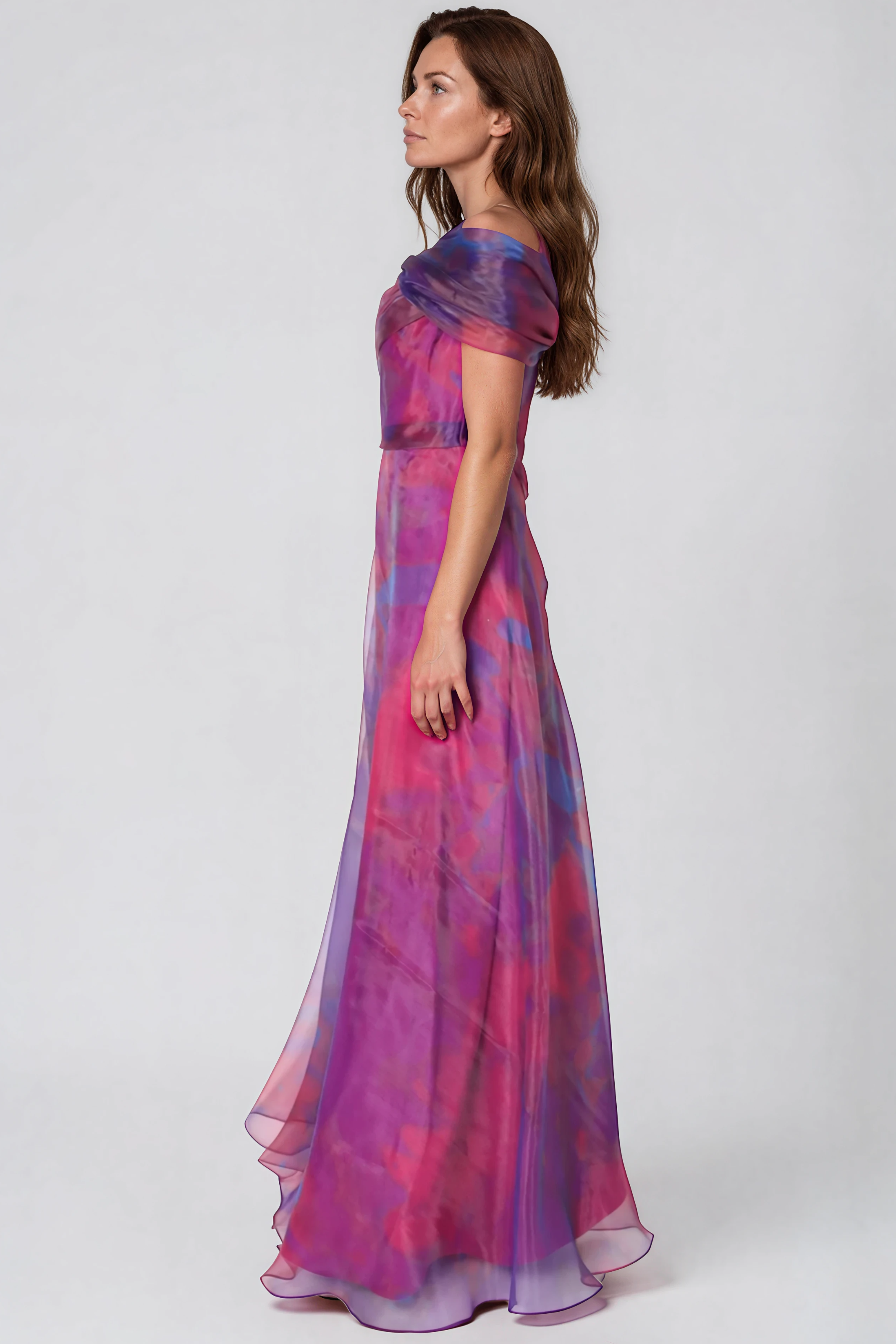Twisted Off-The-Shoulder Organza Gown Gown Rene Ruiz Collection