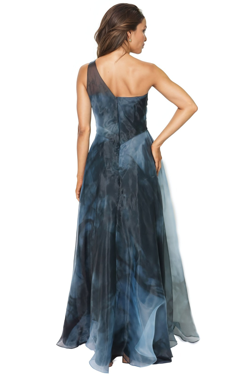 One Shoulder A-line Organza Gown Gown Rene Ruiz Collection