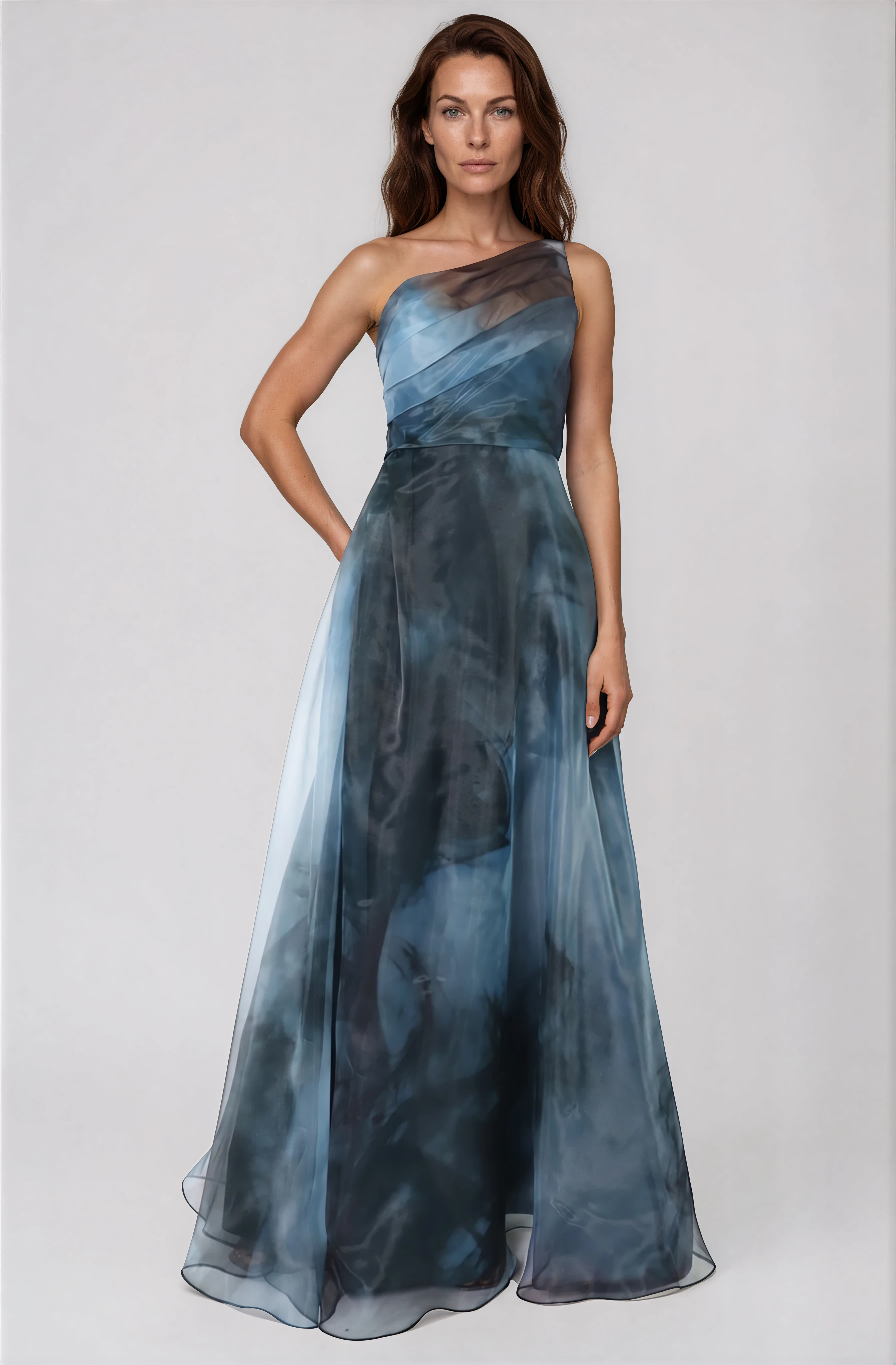 One Shoulder A-line Organza Gown Gown Rene Ruiz Collection