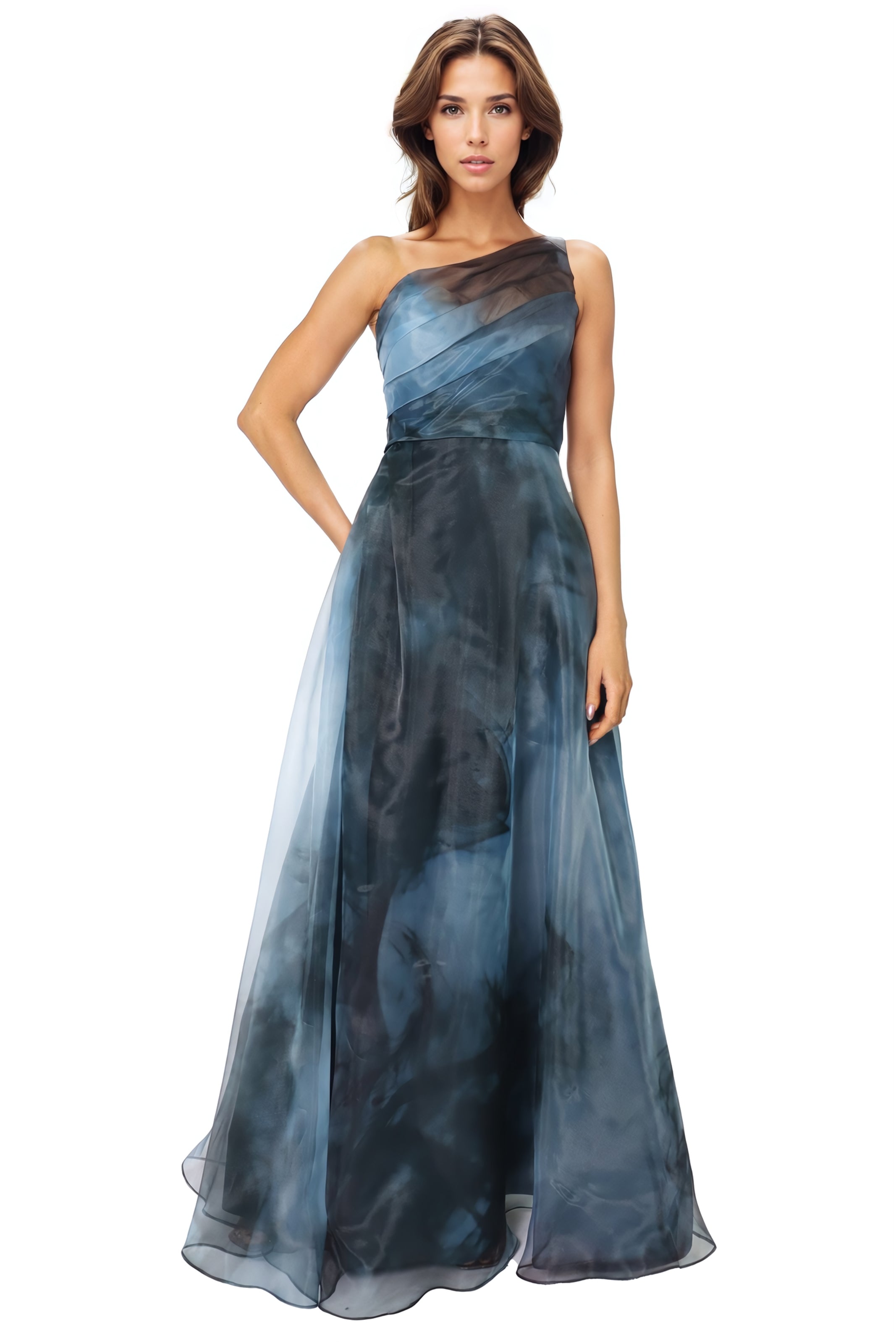 One Shoulder A-line Organza Gown Gown Rene Ruiz Collection