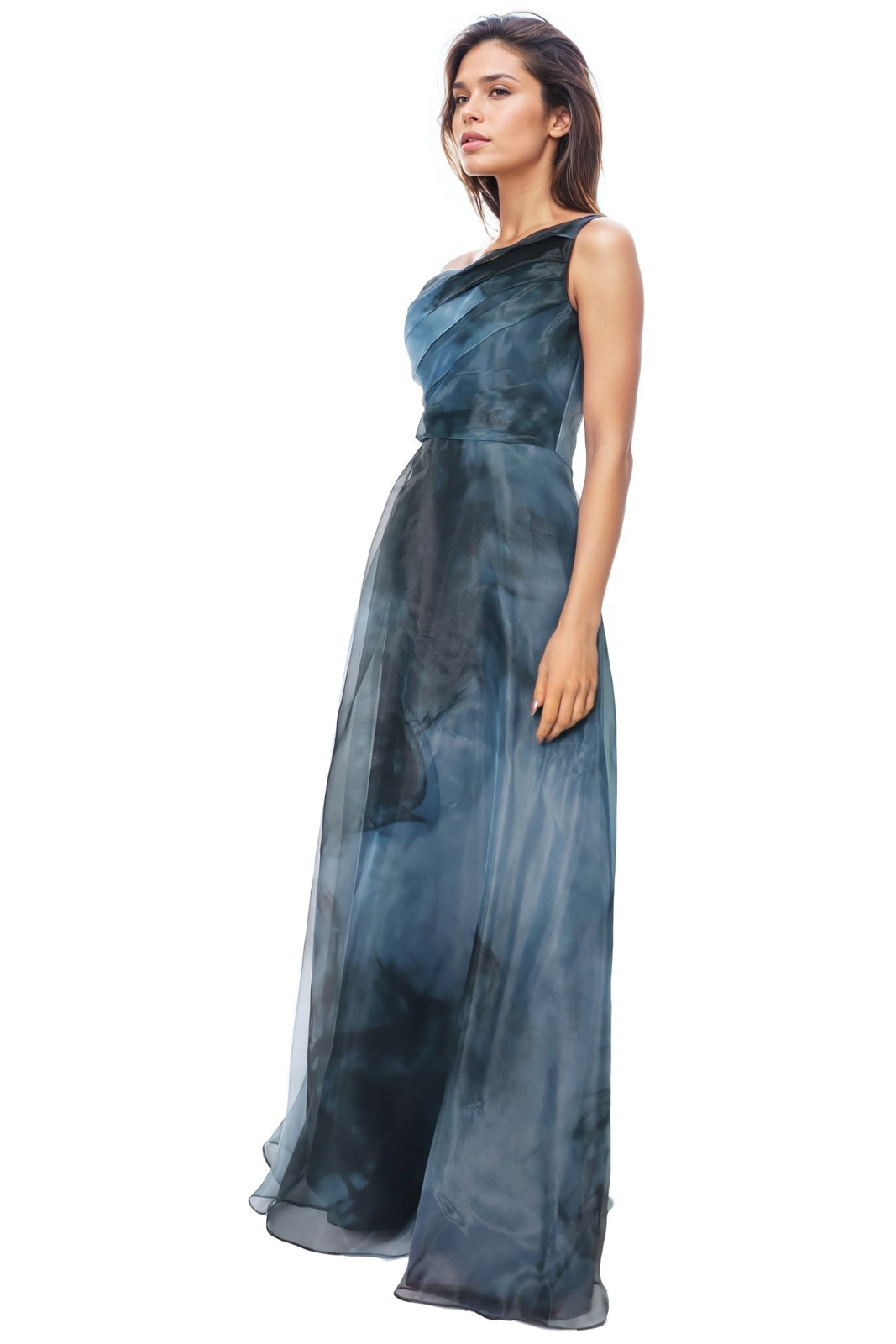 One Shoulder A-line Organza Gown Gown Rene Ruiz Collection