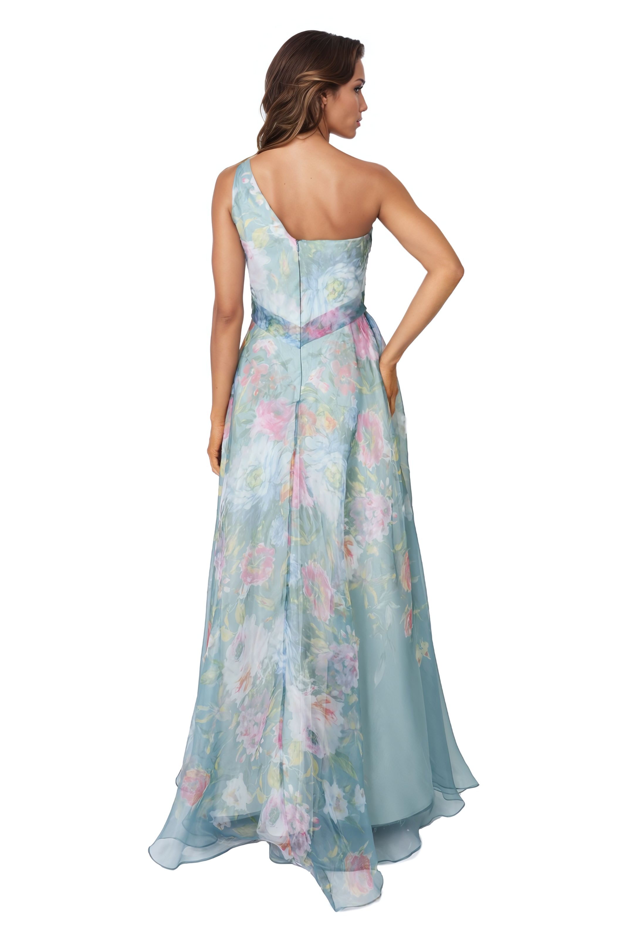 One Shoulder A-line Organza Gown Gown Rene Ruiz Collection
