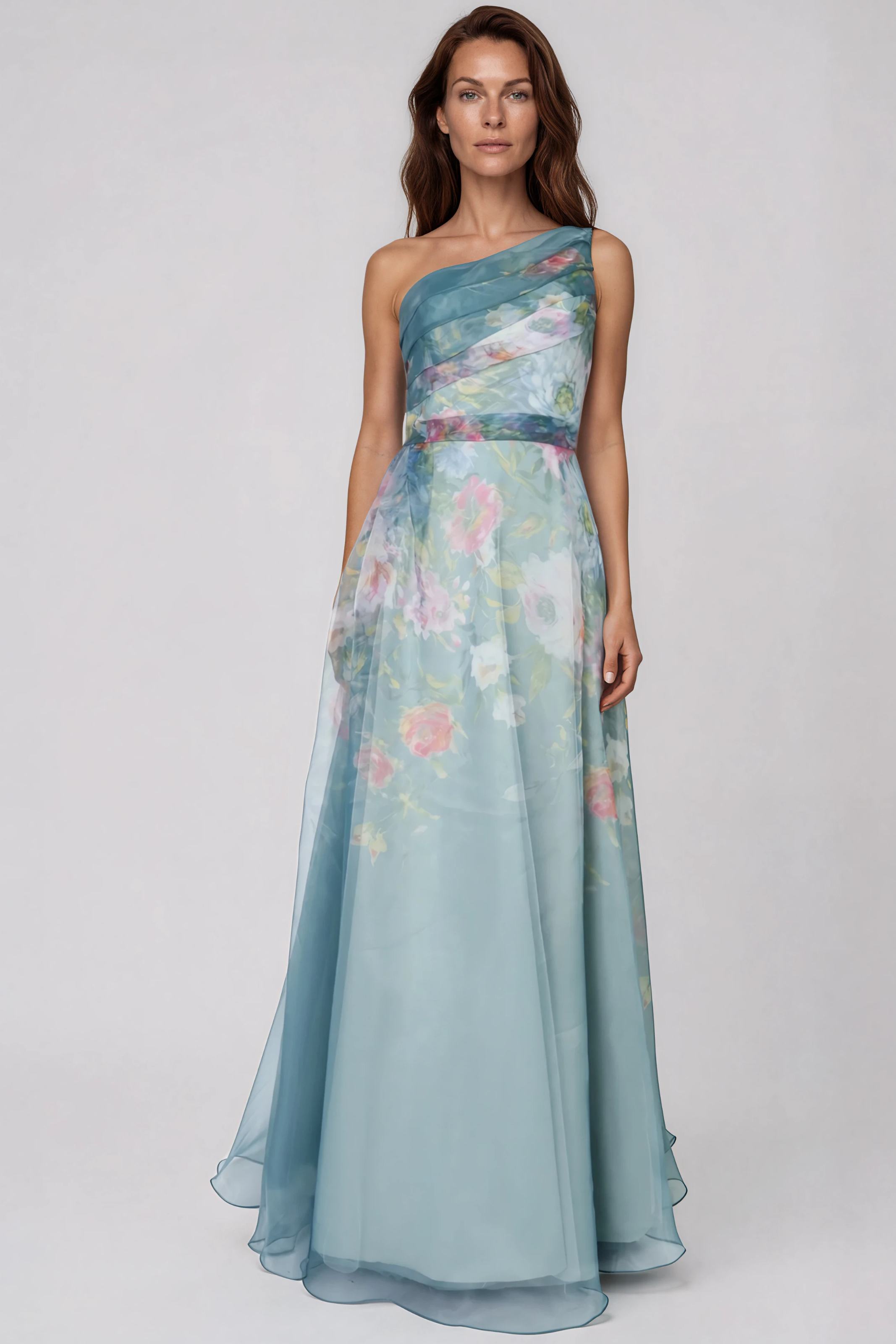 One Shoulder A-line Organza Gown Gown Rene Ruiz Collection
