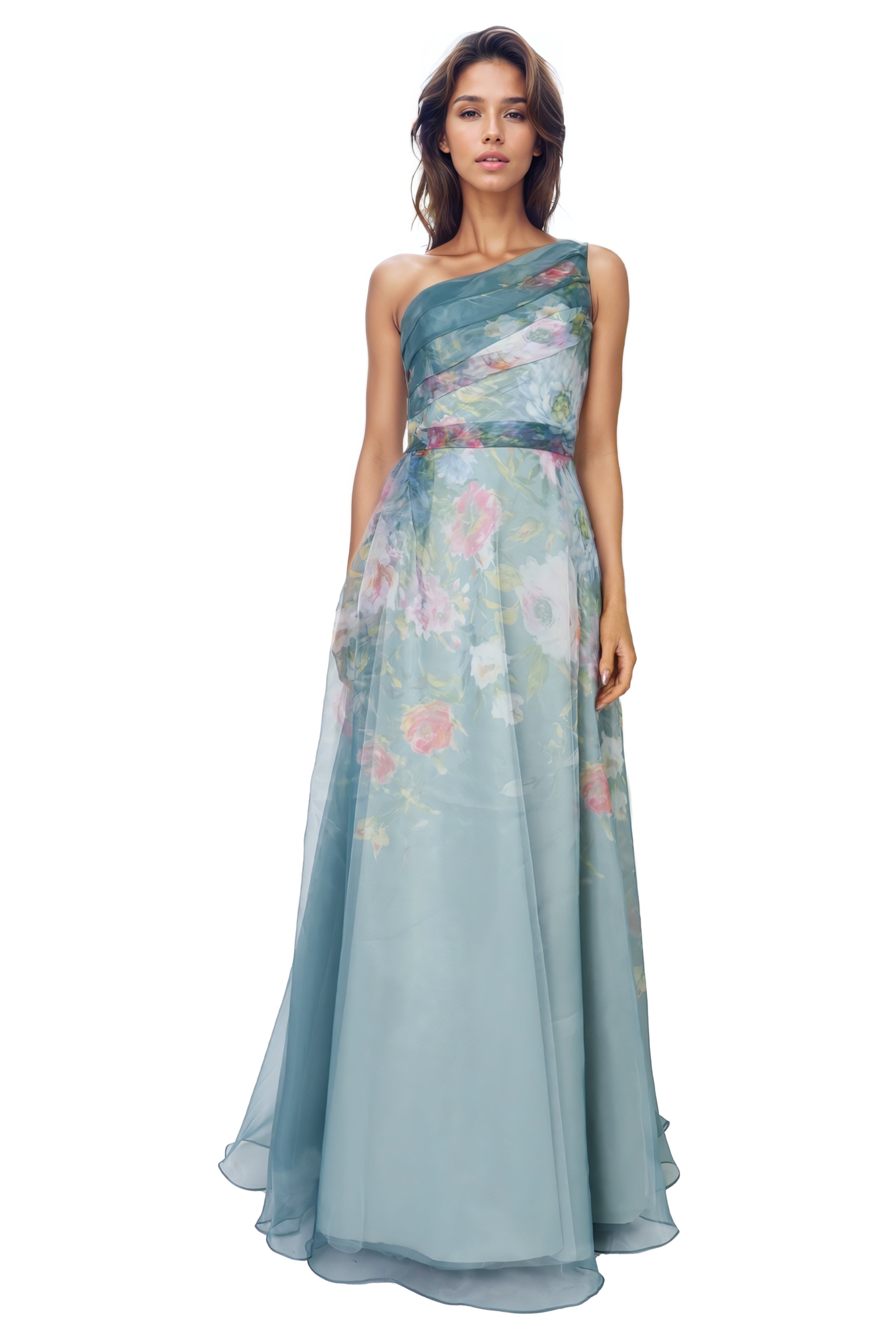 One Shoulder A-line Organza Gown Gown Rene Ruiz Collection