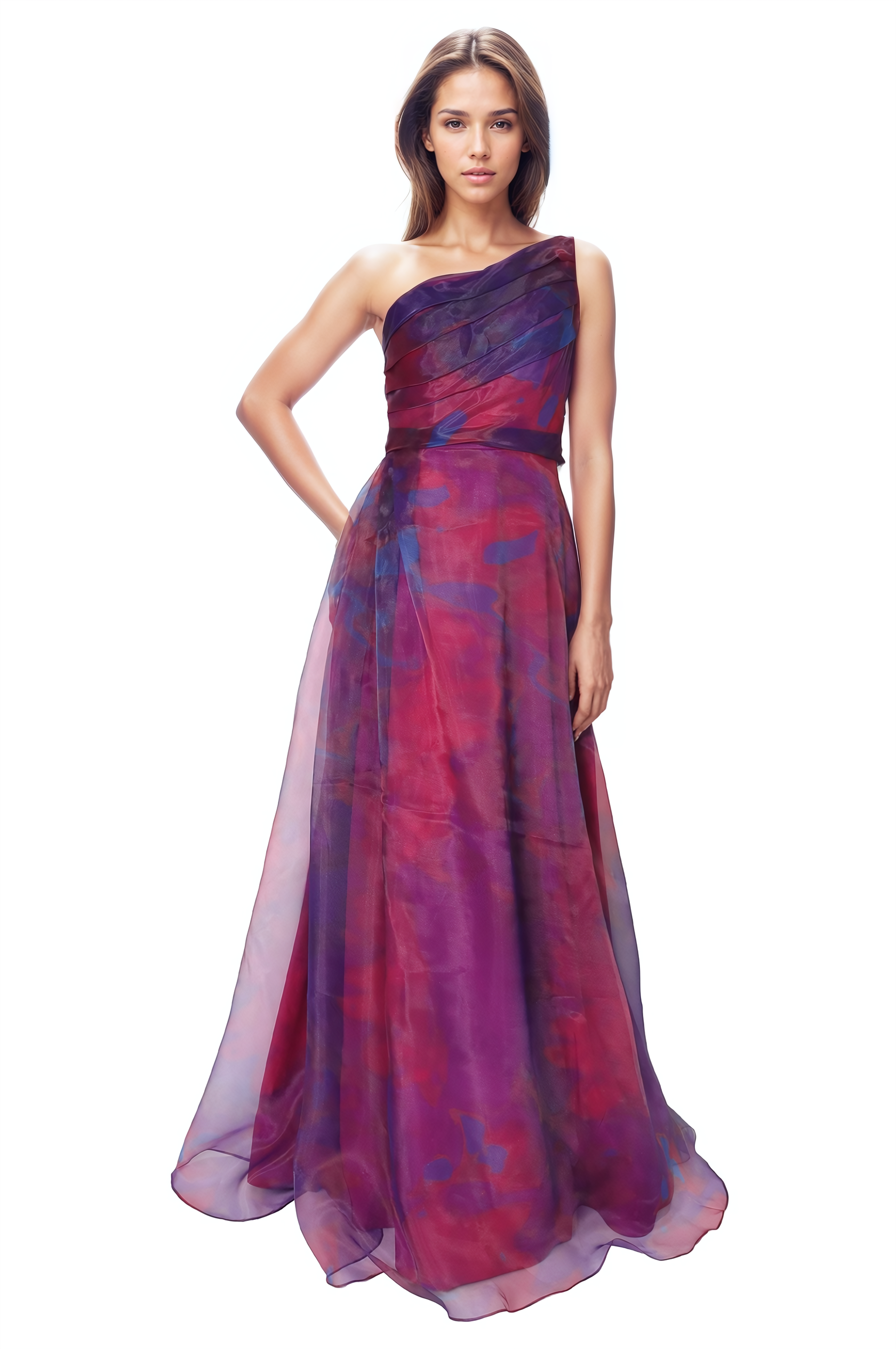 One Shoulder A-line Organza Gown Gown Rene Ruiz Collection