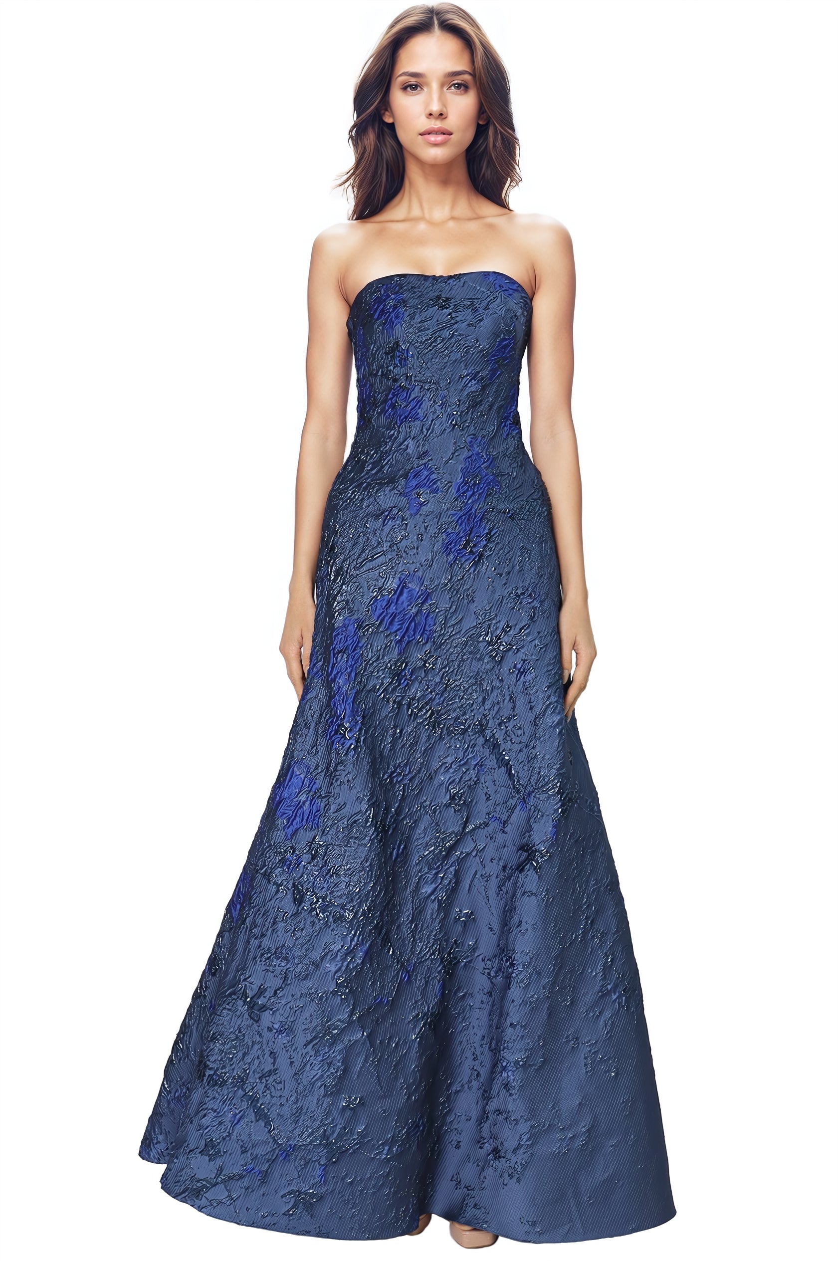Strapless Brocade A-line Gown Gown Rene Ruiz Collection