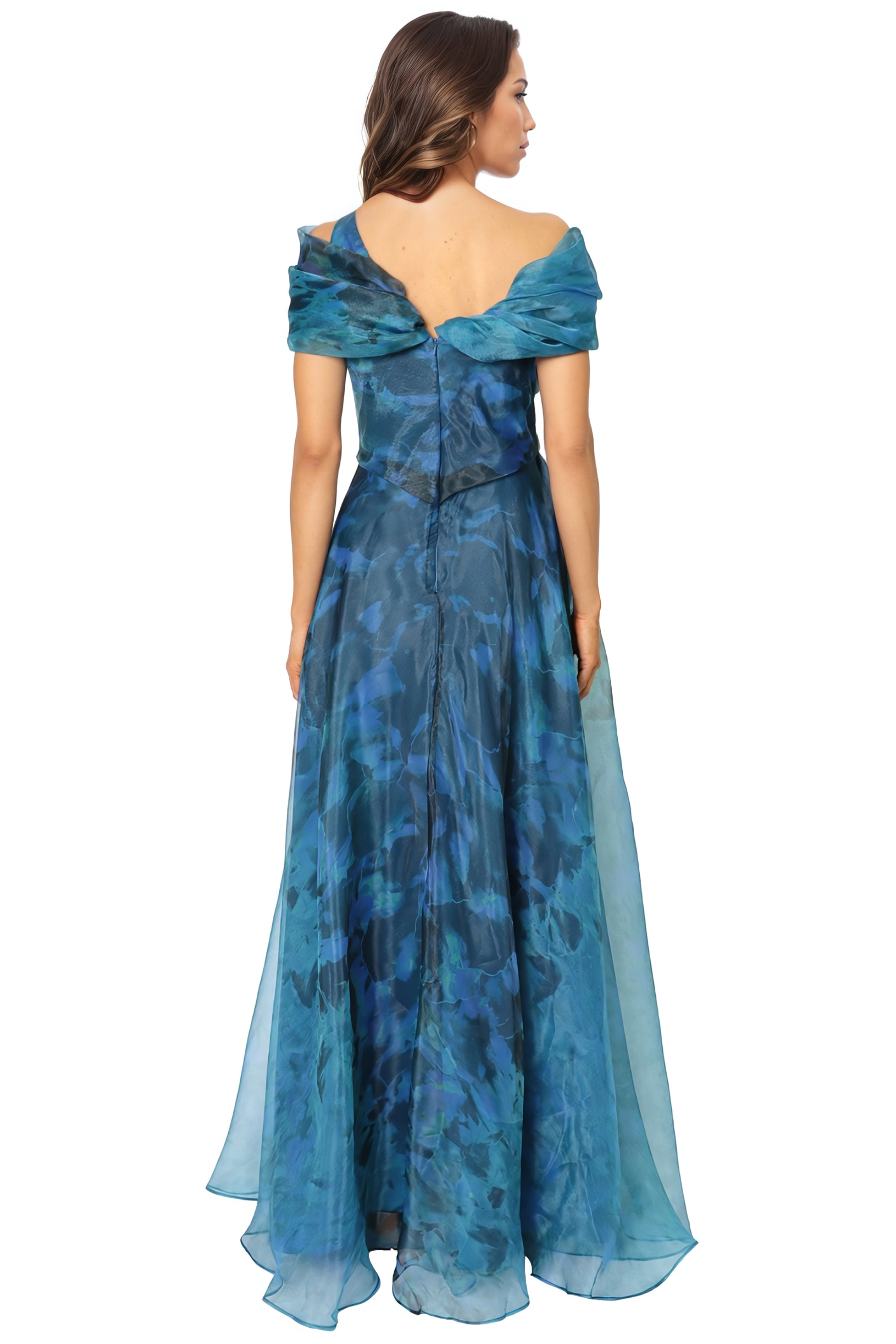 Twisted Off-The-Shoulder Organza Gown Gown Rene Ruiz Collection