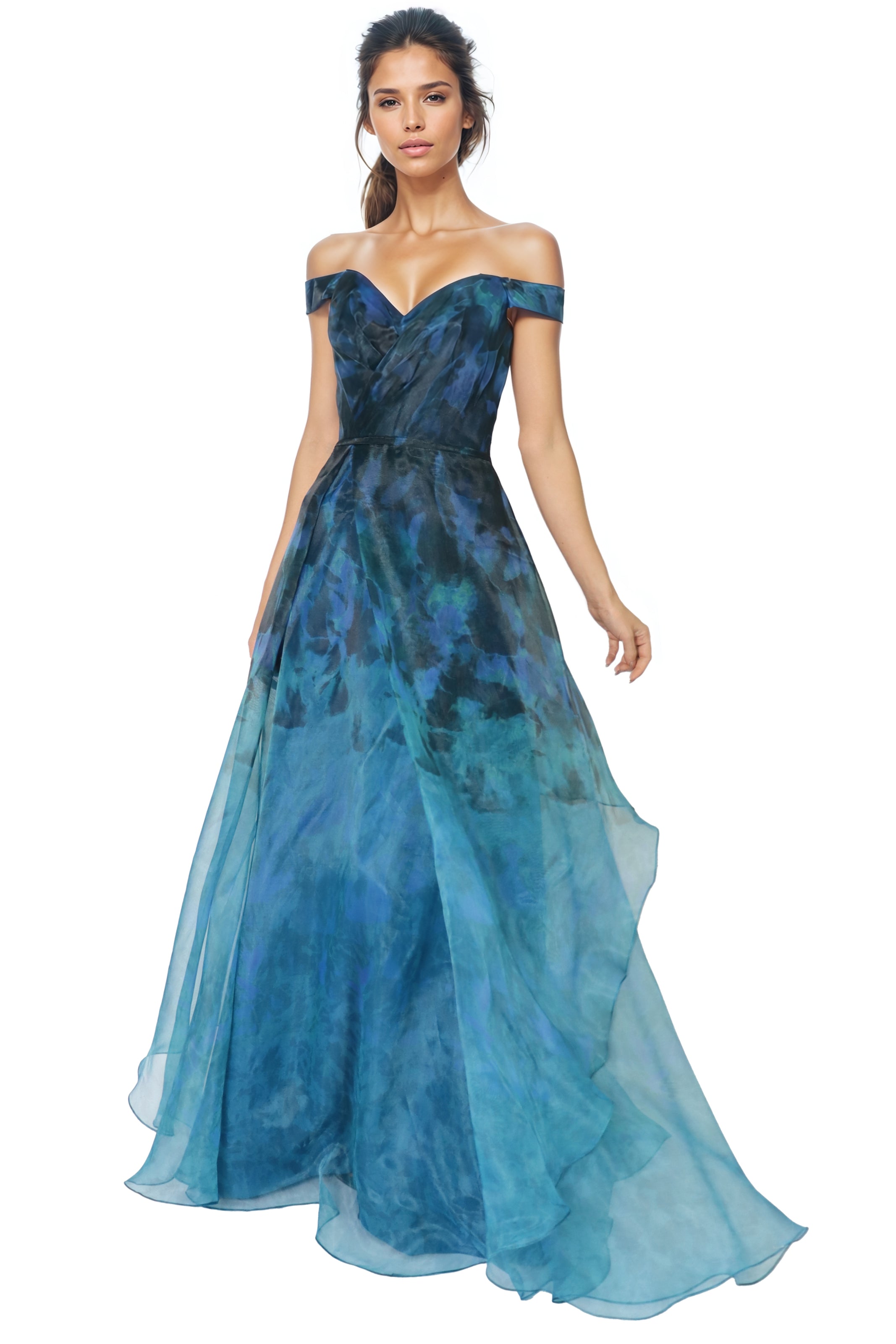 Off The Shoulder Organza A-line Gown Gown Rene Ruiz Collection