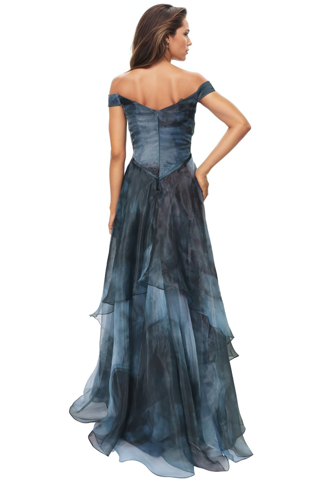 Off The Shoulder Organza A-line Gown Gown Rene Ruiz Collection