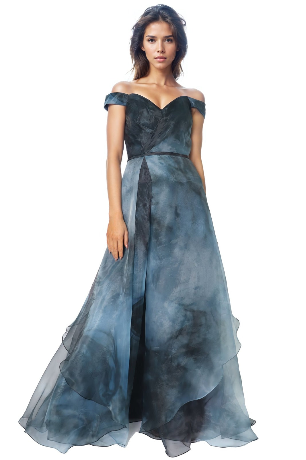 Off The Shoulder Organza A-line Gown Gown Rene Ruiz Collection