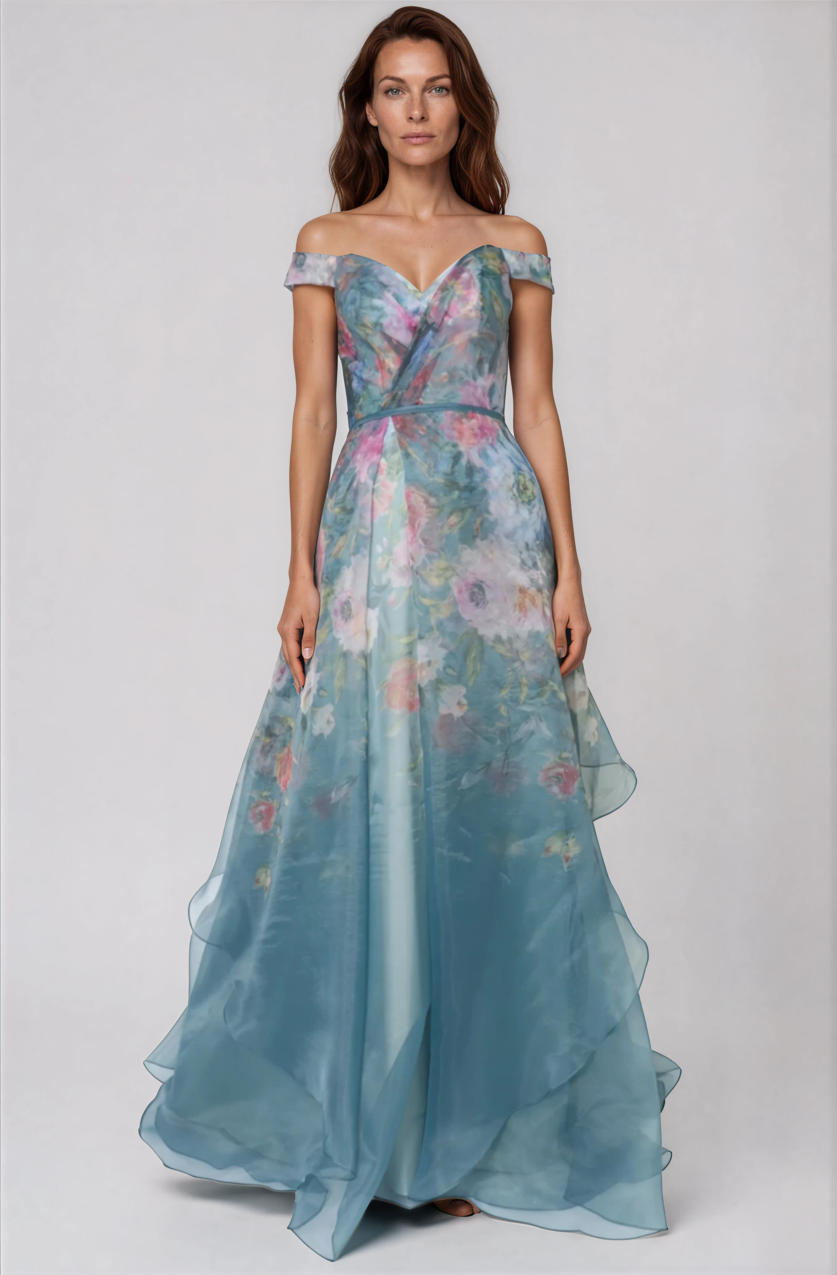 Off The Shoulder Organza A-line Gown Gown Rene Ruiz Collection