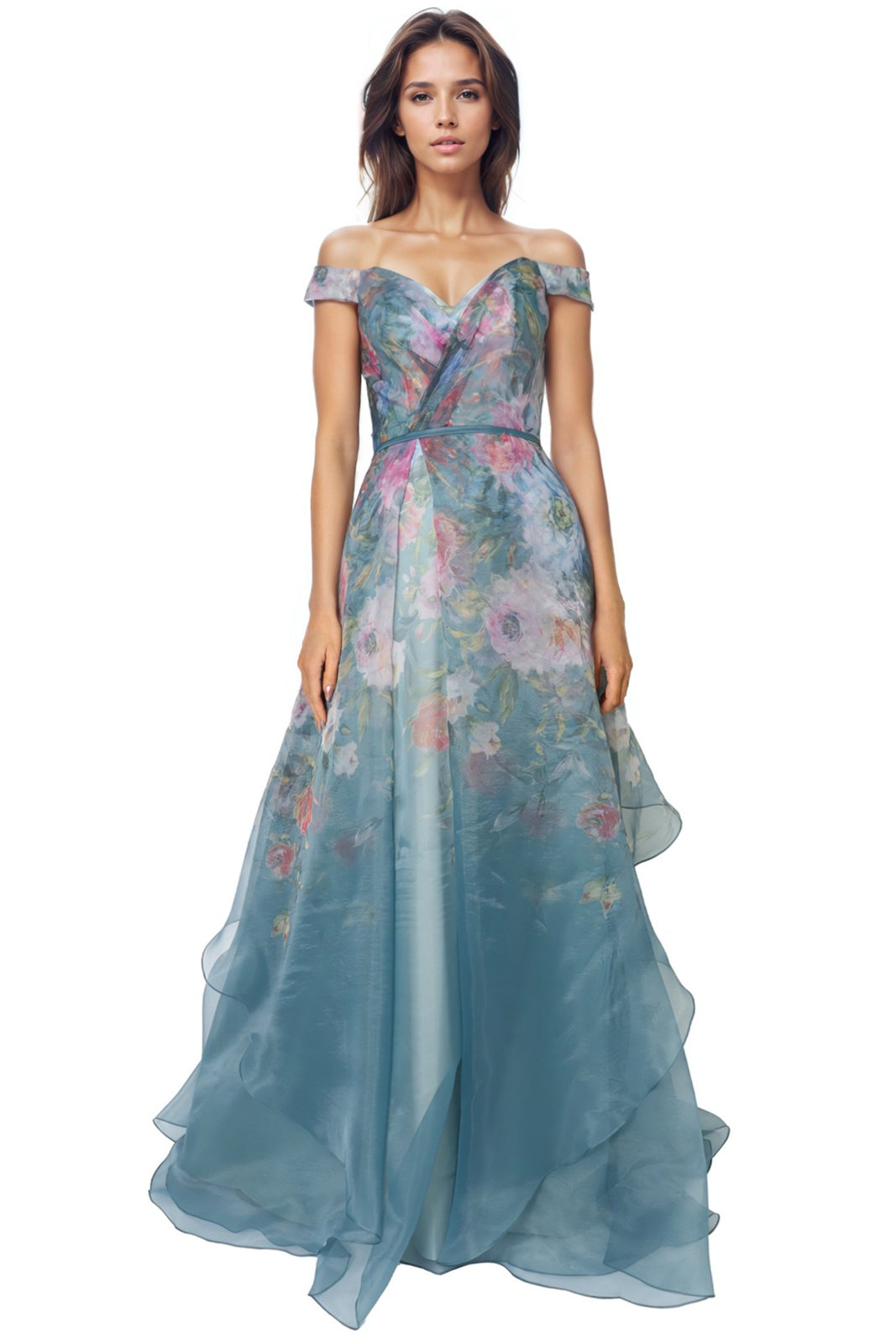 Off The Shoulder Organza A-line Gown Gown Rene Ruiz Collection