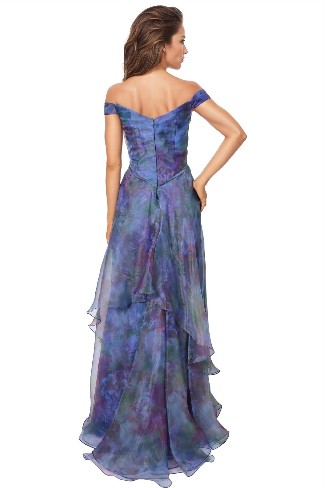 Off The Shoulder Organza A-line Gown Gown Rene Ruiz Collection