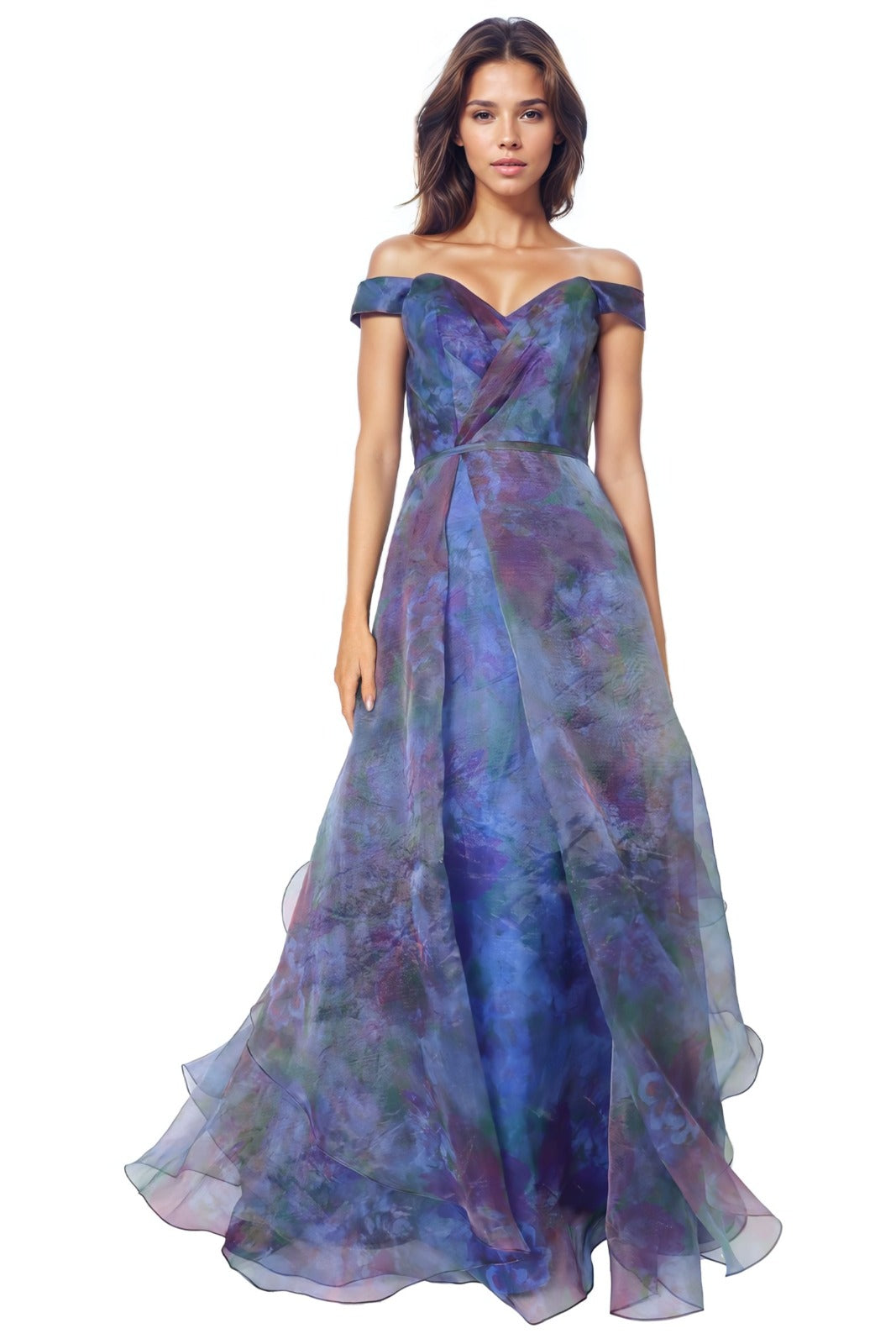 Off The Shoulder Organza A-line Gown Gown Rene Ruiz Collection