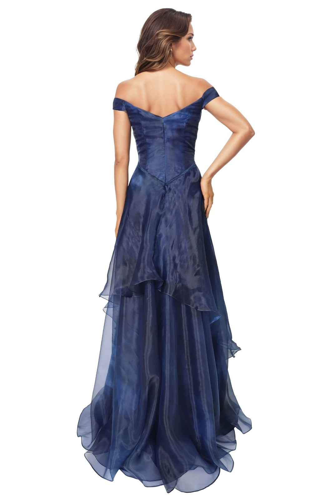 Off The Shoulder Organza A-line Gown Gown Rene Ruiz Collection