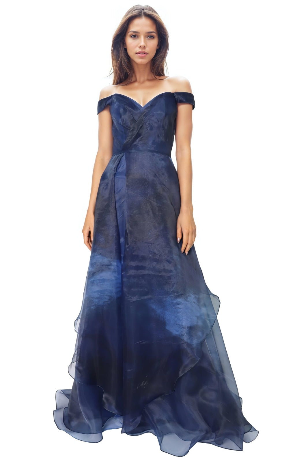 Off The Shoulder Organza A-line Gown Gown Rene Ruiz Collection