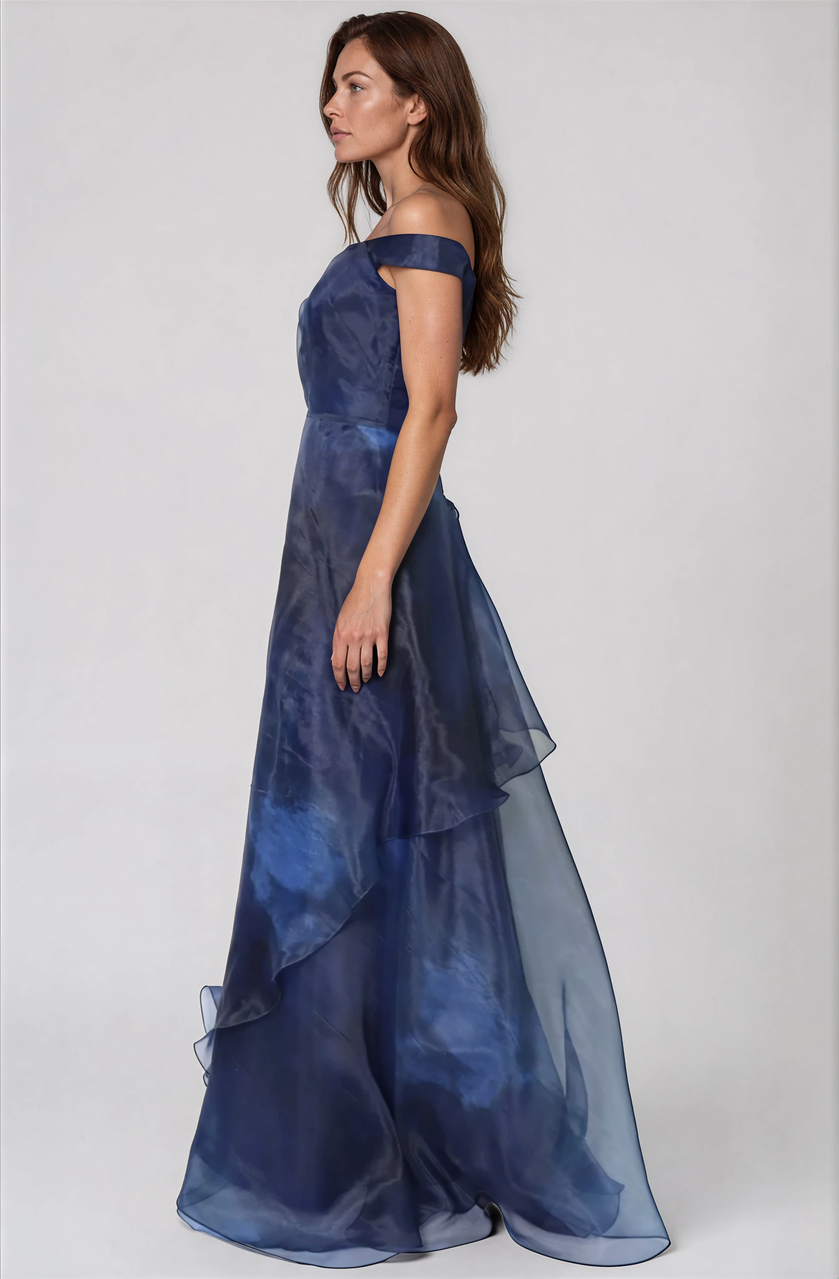 Off The Shoulder Organza A-line Gown Gown Rene Ruiz Collection