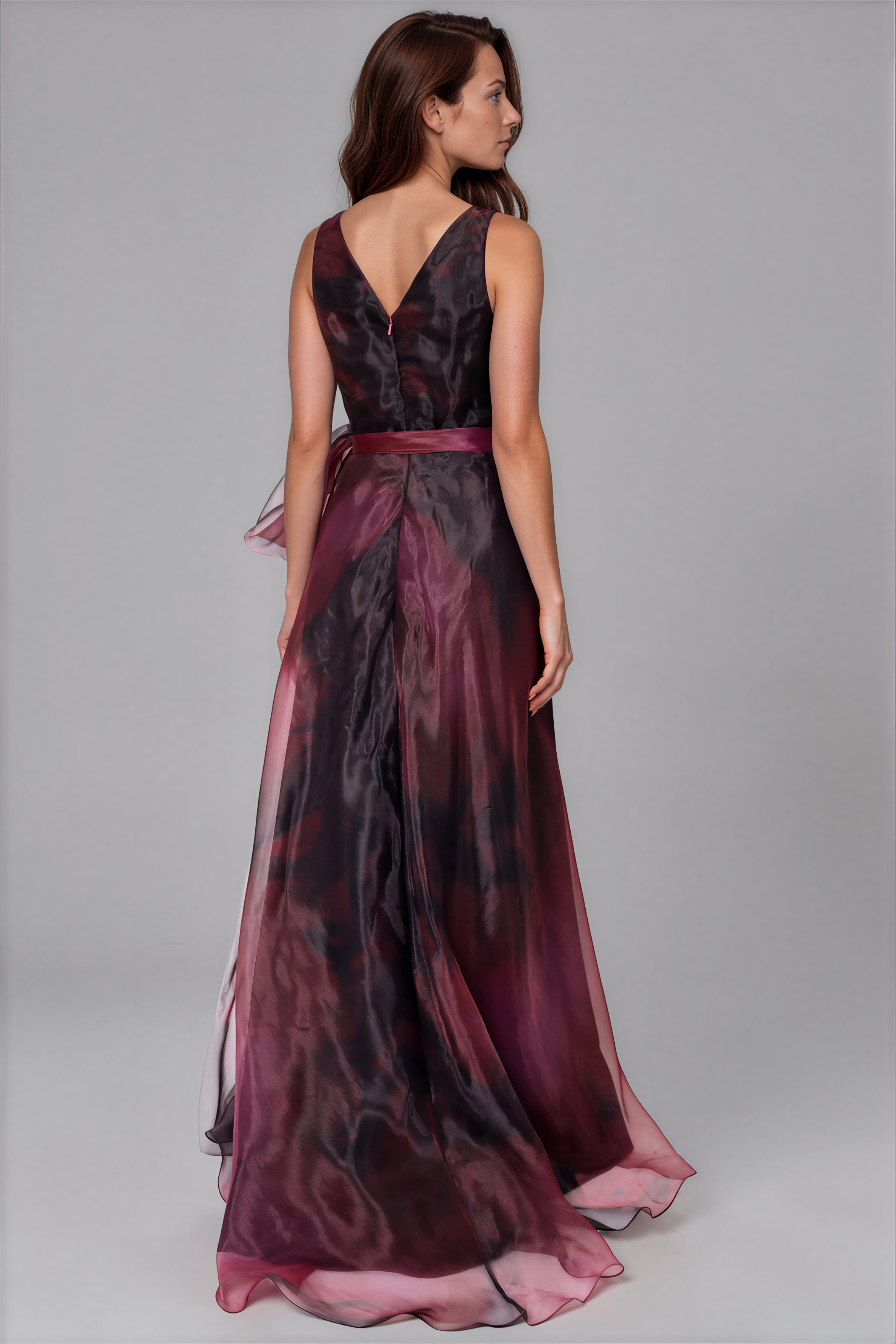 V-Neck Organza A-Line Gown Gown Rene Ruiz Collection