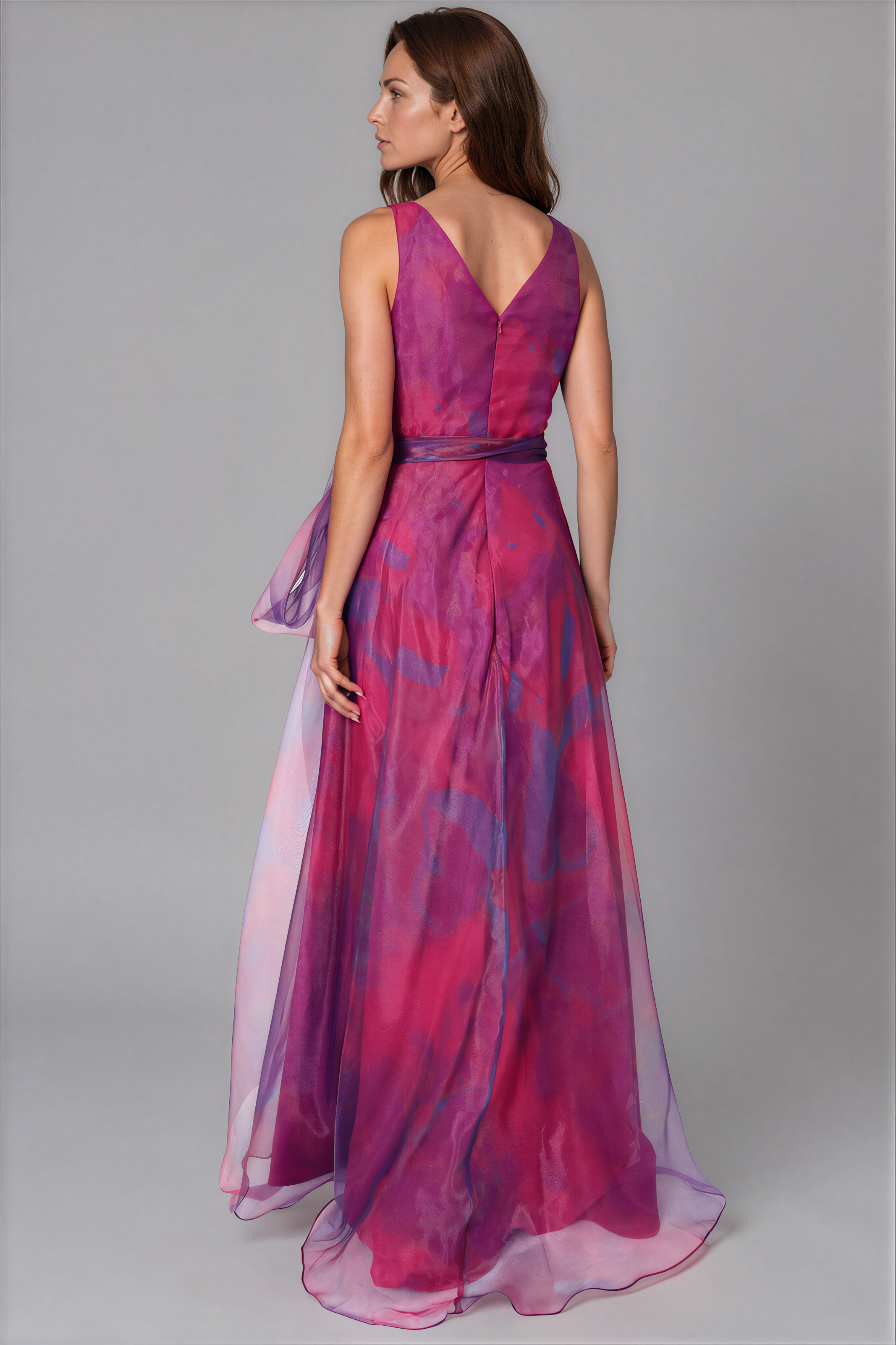 V-Neck Organza A-Line Gown Gown Rene Ruiz Collection