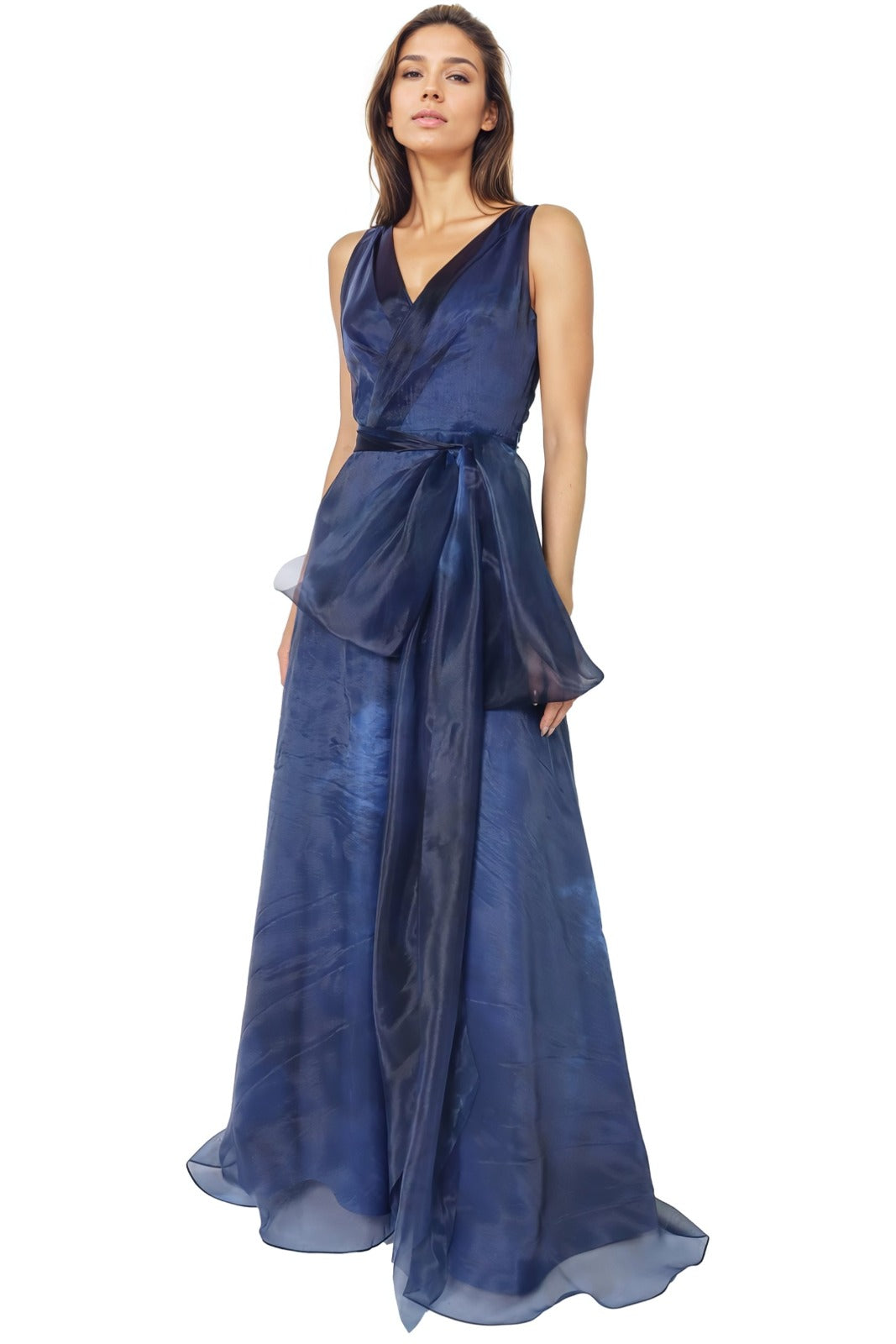 V-Neck Organza A-Line Gown Gown Rene Ruiz Collection