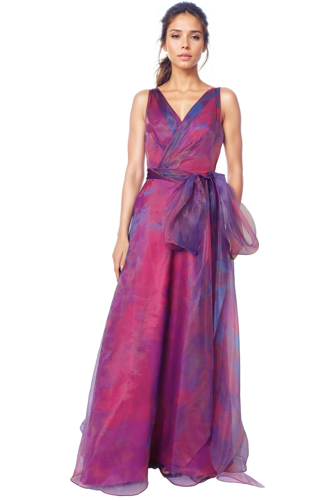 V-Neck Organza A-Line Gown Gown Rene Ruiz Collection