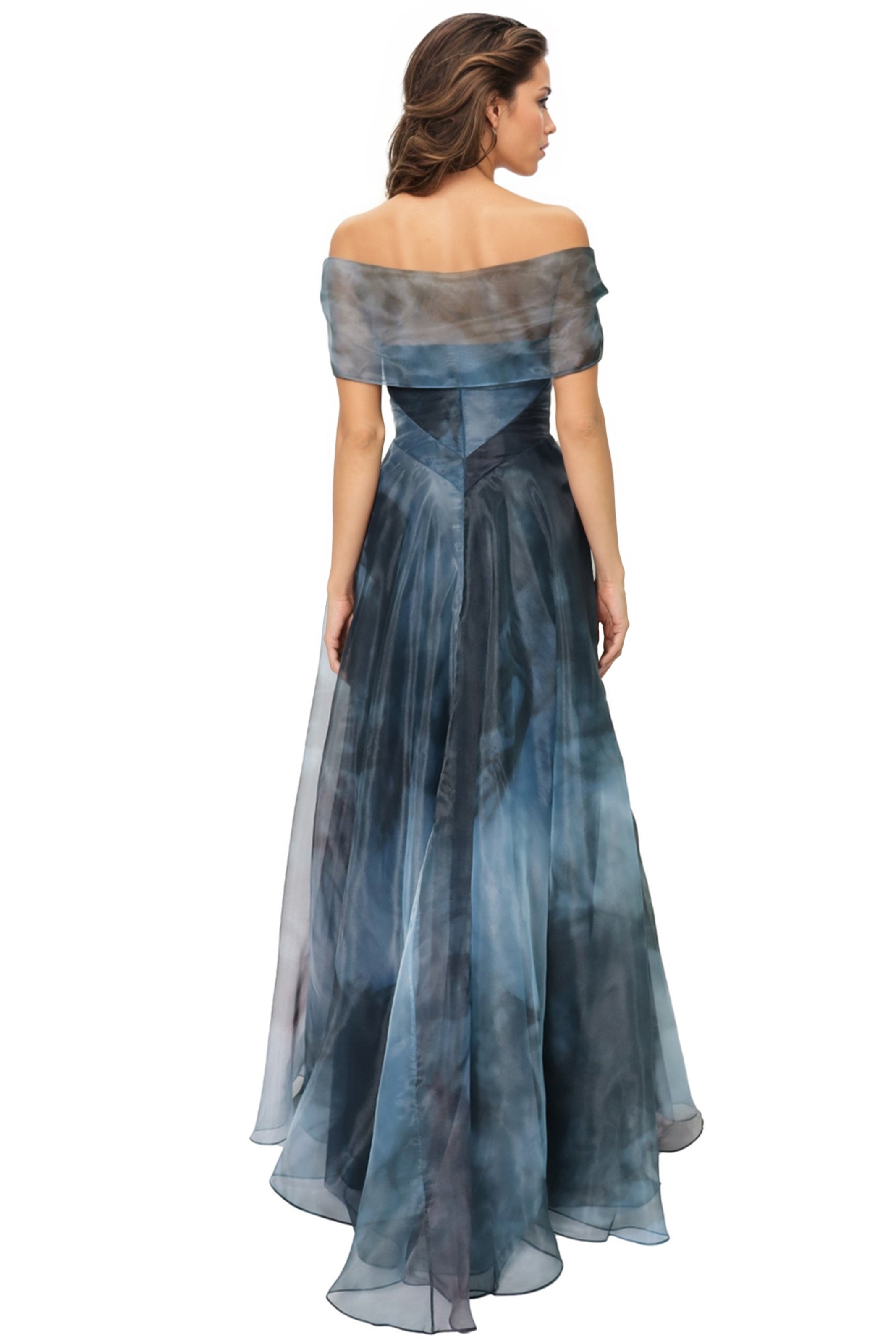 Wrap Sleeve Off The Shoulder Organza Gown Gown Rene Ruiz Collection