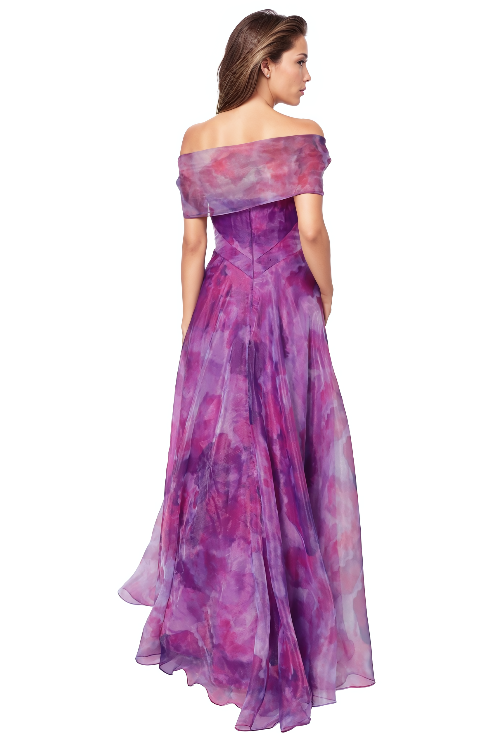 Wrap Sleeve Off The Shoulder Organza Gown Gown Rene Ruiz Collection