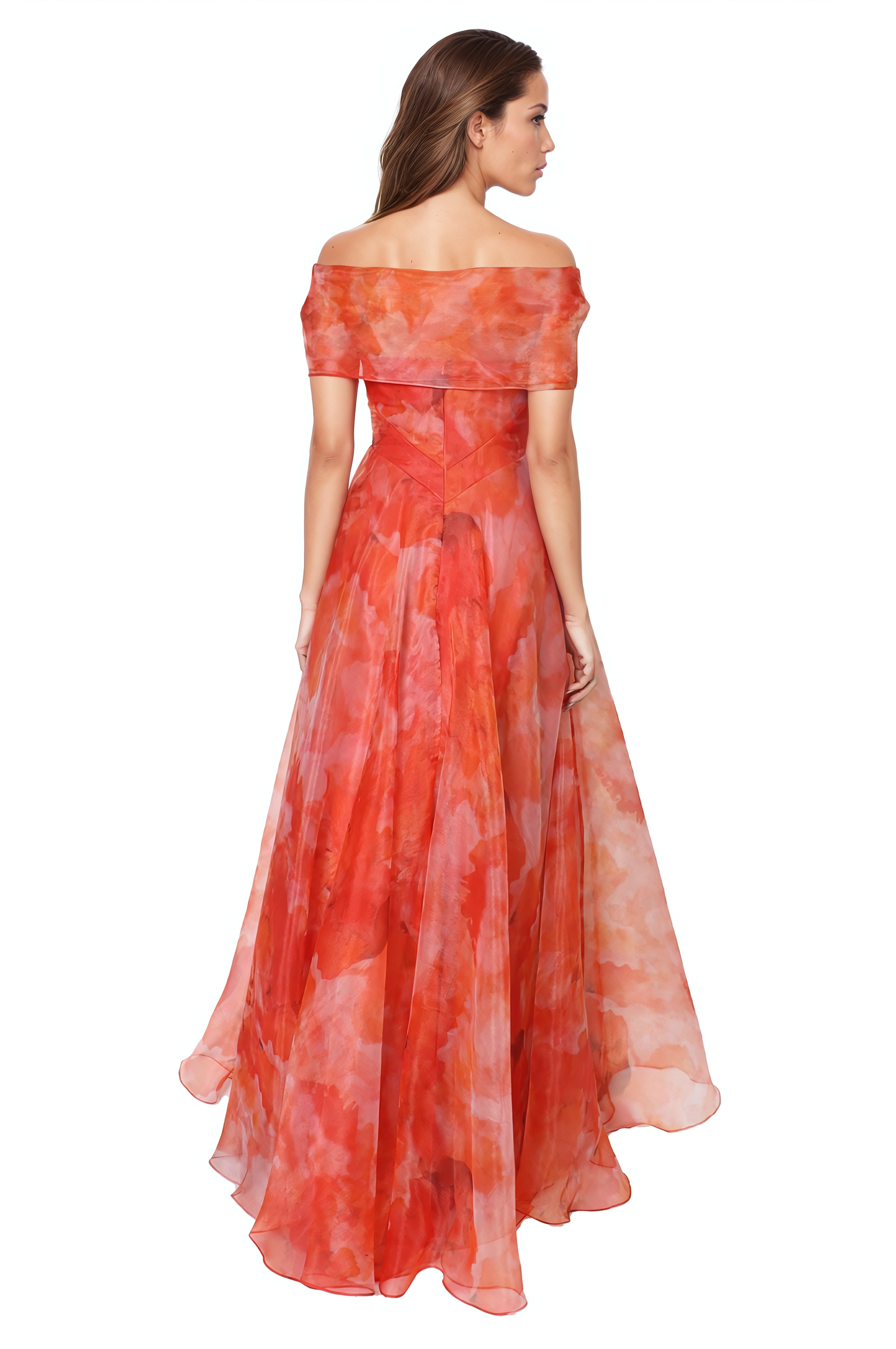 Wrap Sleeve Off The Shoulder Organza Gown Gown Rene Ruiz Collection