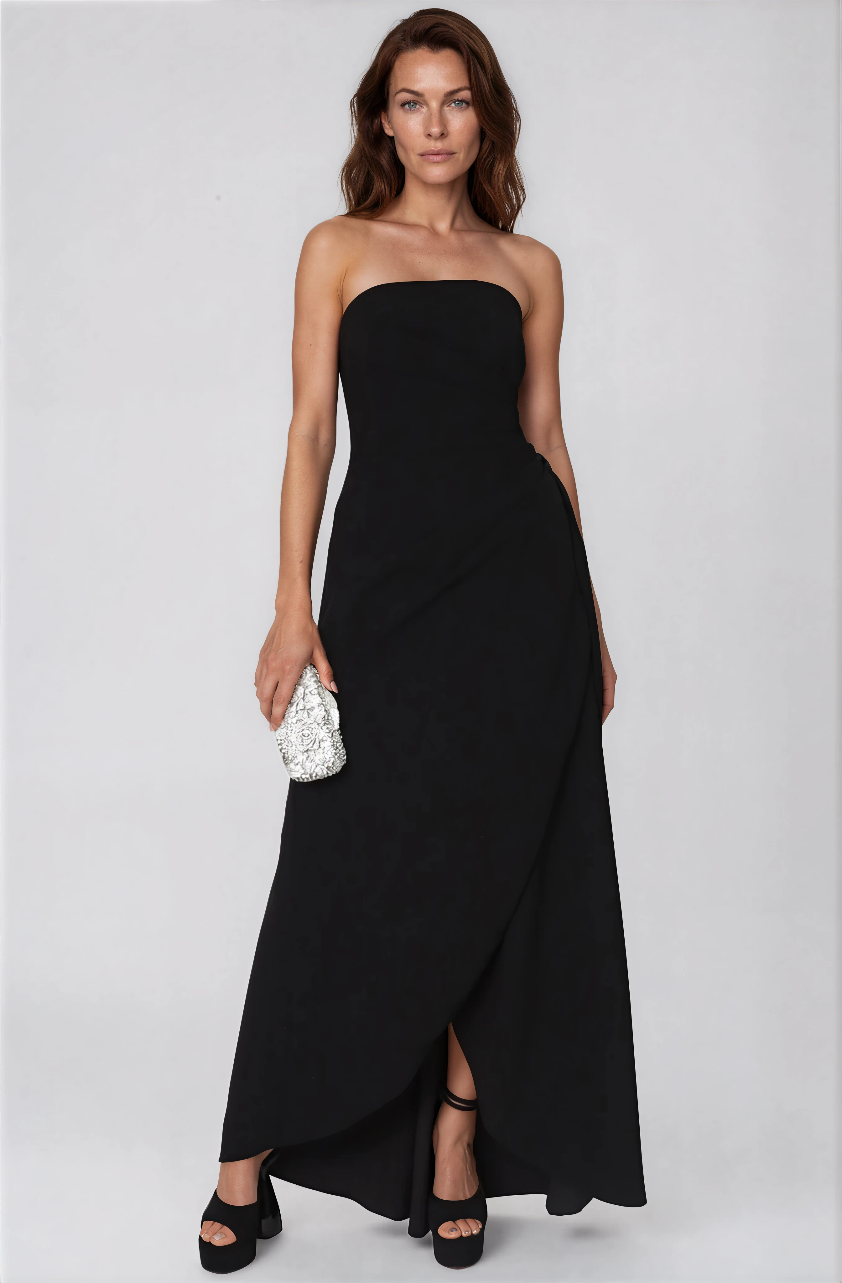 Hand Draped Strapless Crepe Gown Gown Rene Ruiz Collection