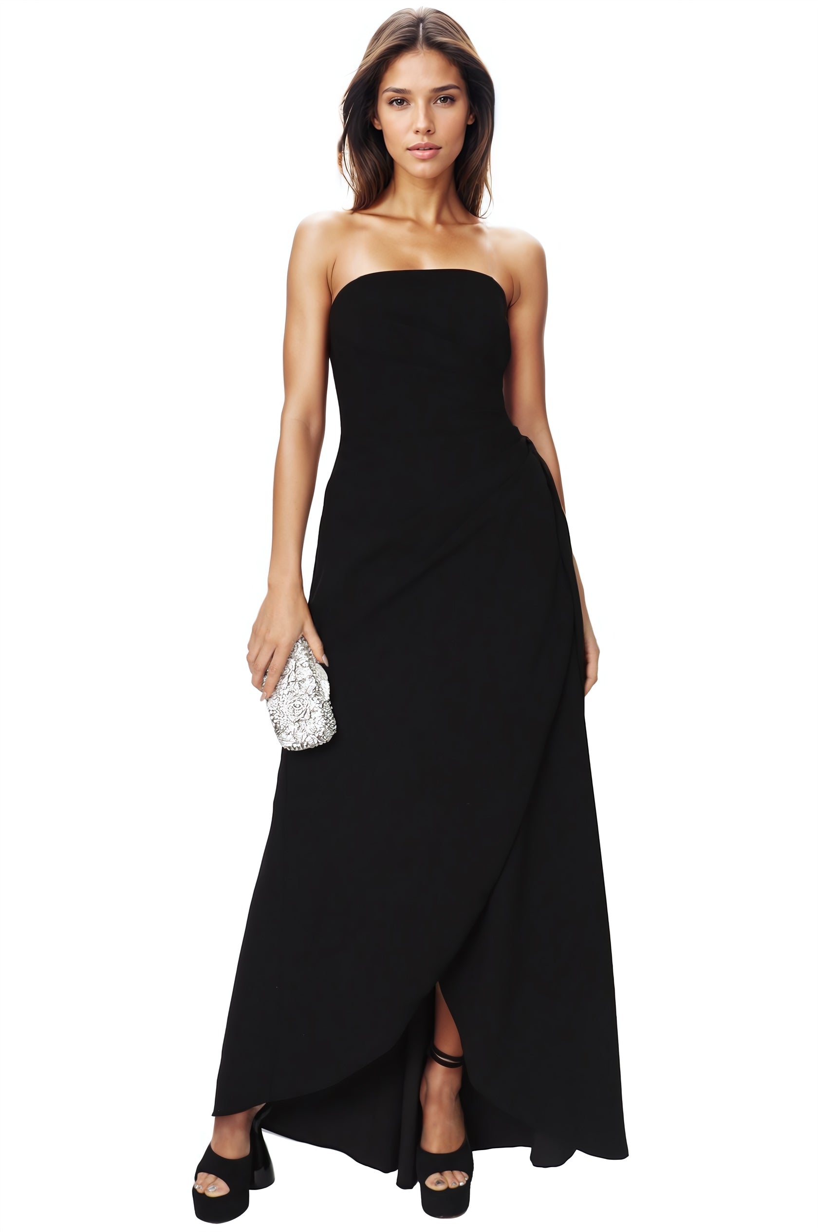 Hand Draped Strapless Crepe Gown Gown Rene Ruiz Collection