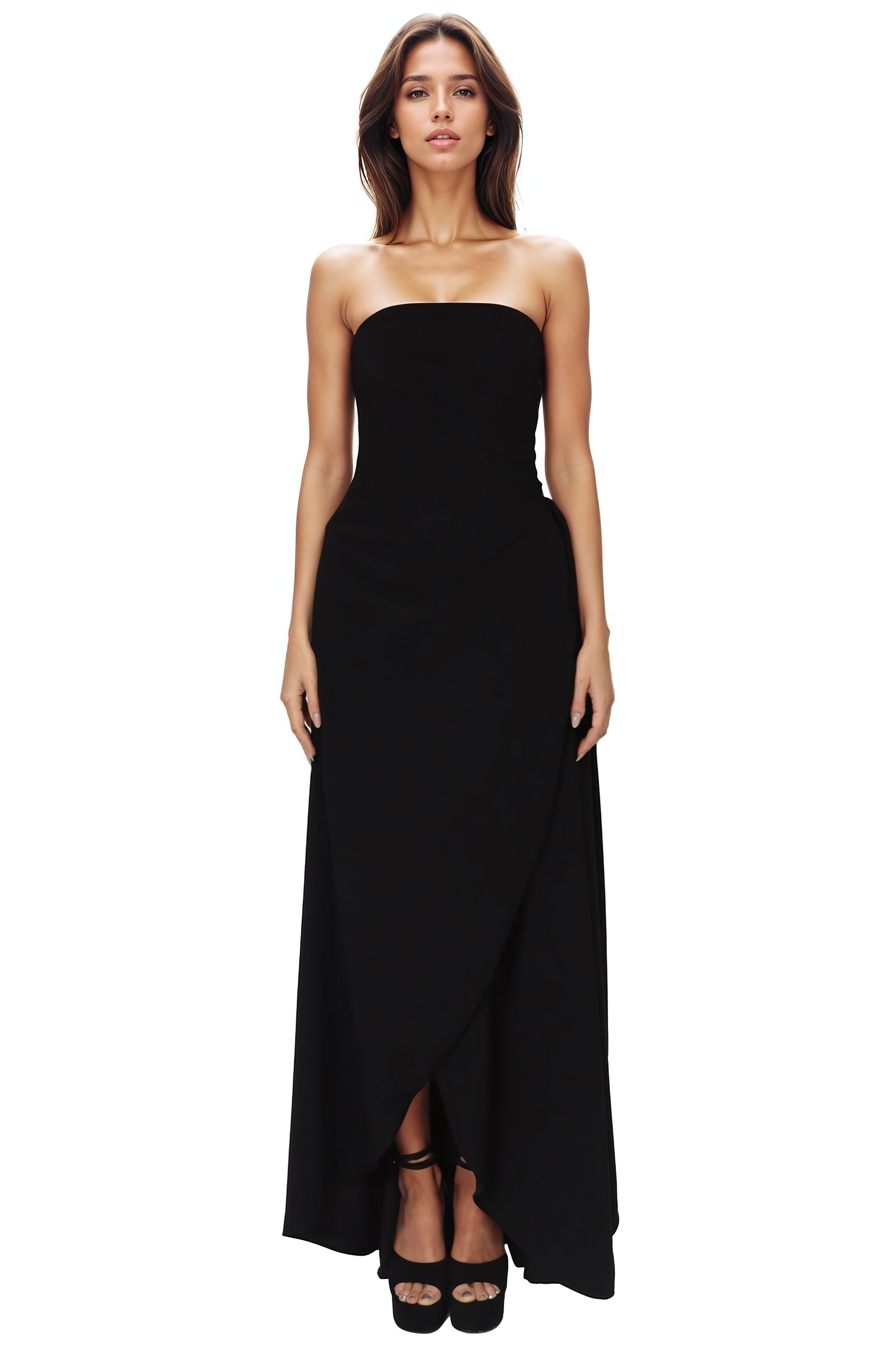 Hand Draped Strapless Crepe Gown Gown Rene Ruiz Collection