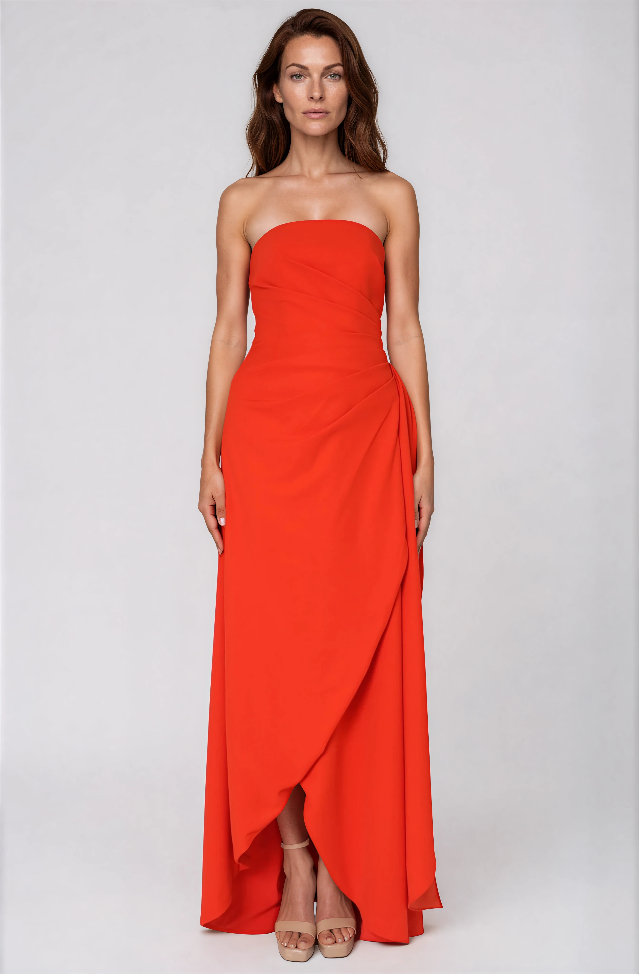 Hand Draped Strapless Crepe Gown Gown Rene Ruiz Collection