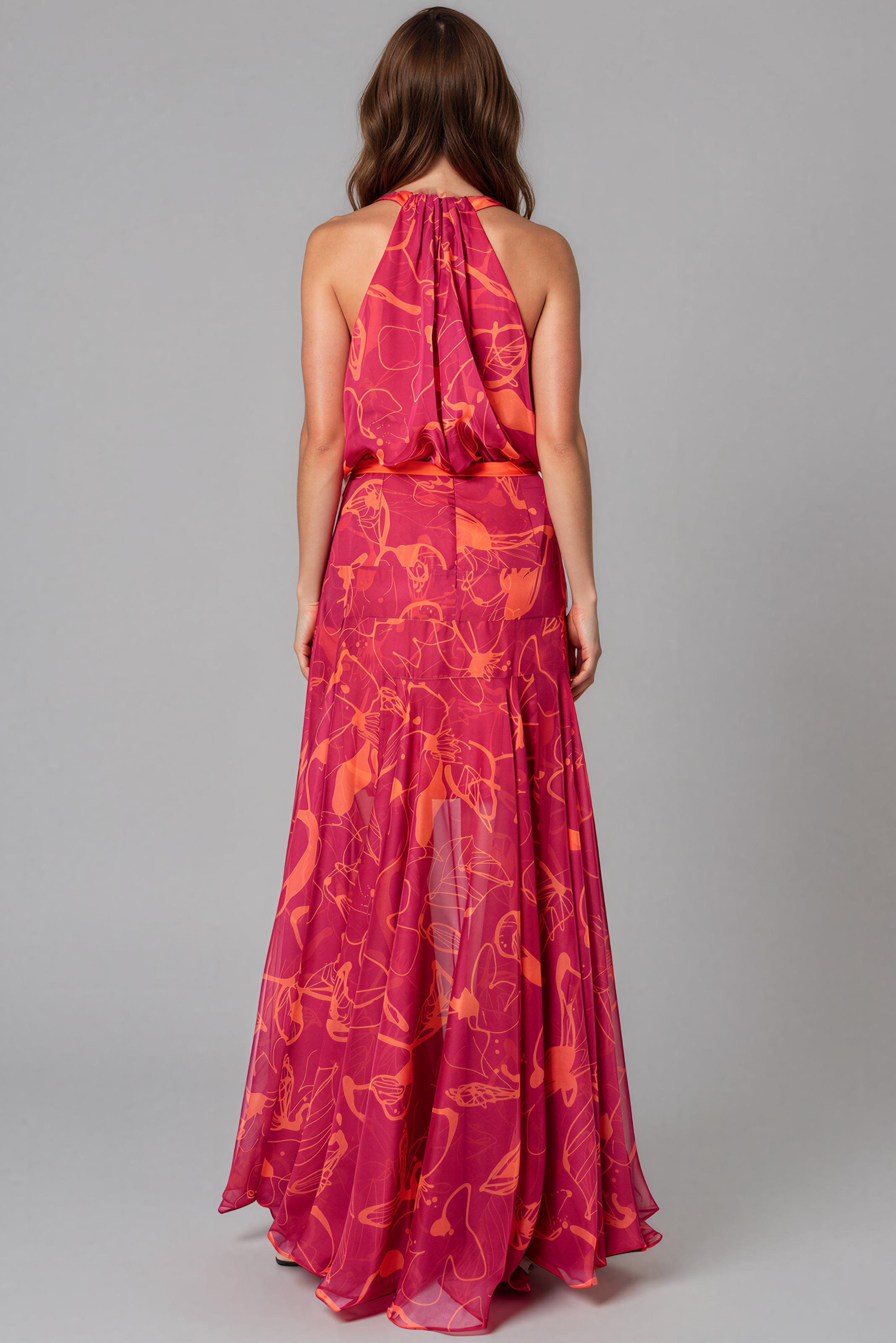 Halter Neck A-Line Chiffon Gown Gown Rene Ruiz Collection
