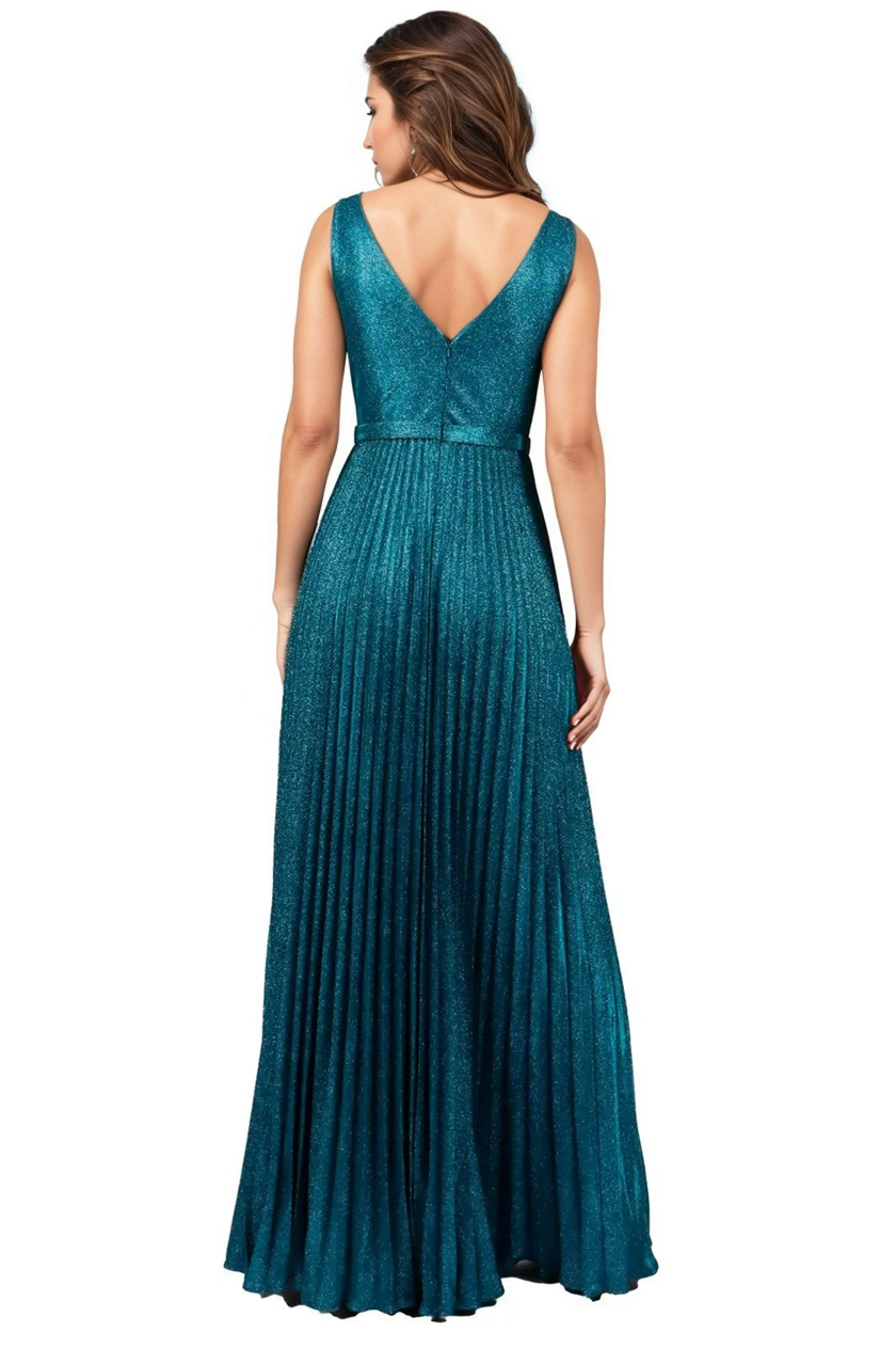 V Neck Pleated Evening Formal Gown Gown Rene Ruiz Collection