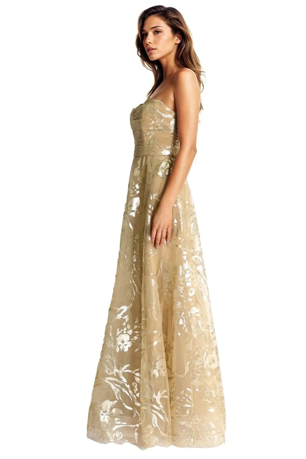 Strapless Sequin Tulle Gown Gown Rene Ruiz Collection