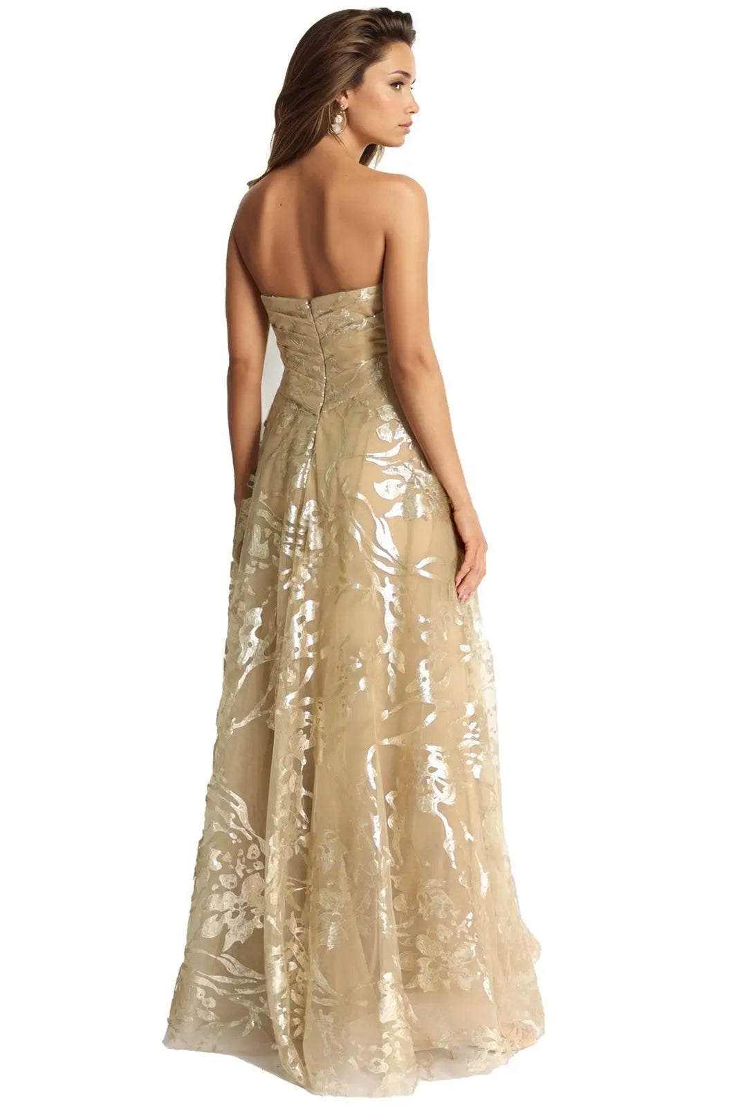 Strapless Sequin Tulle Gown Gown Rene Ruiz Collection