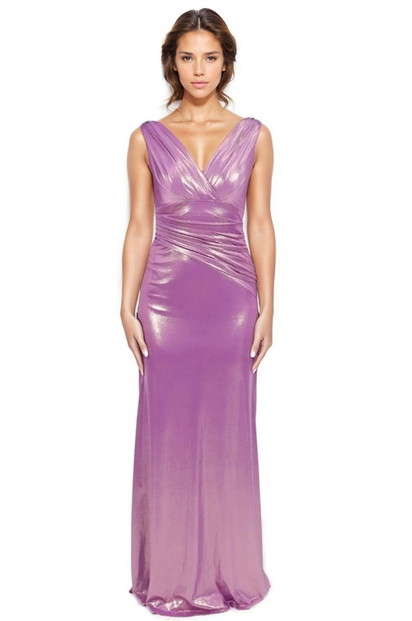 V-Neck Stretch Gown Gown Rene Ruiz Collection 2 Purple