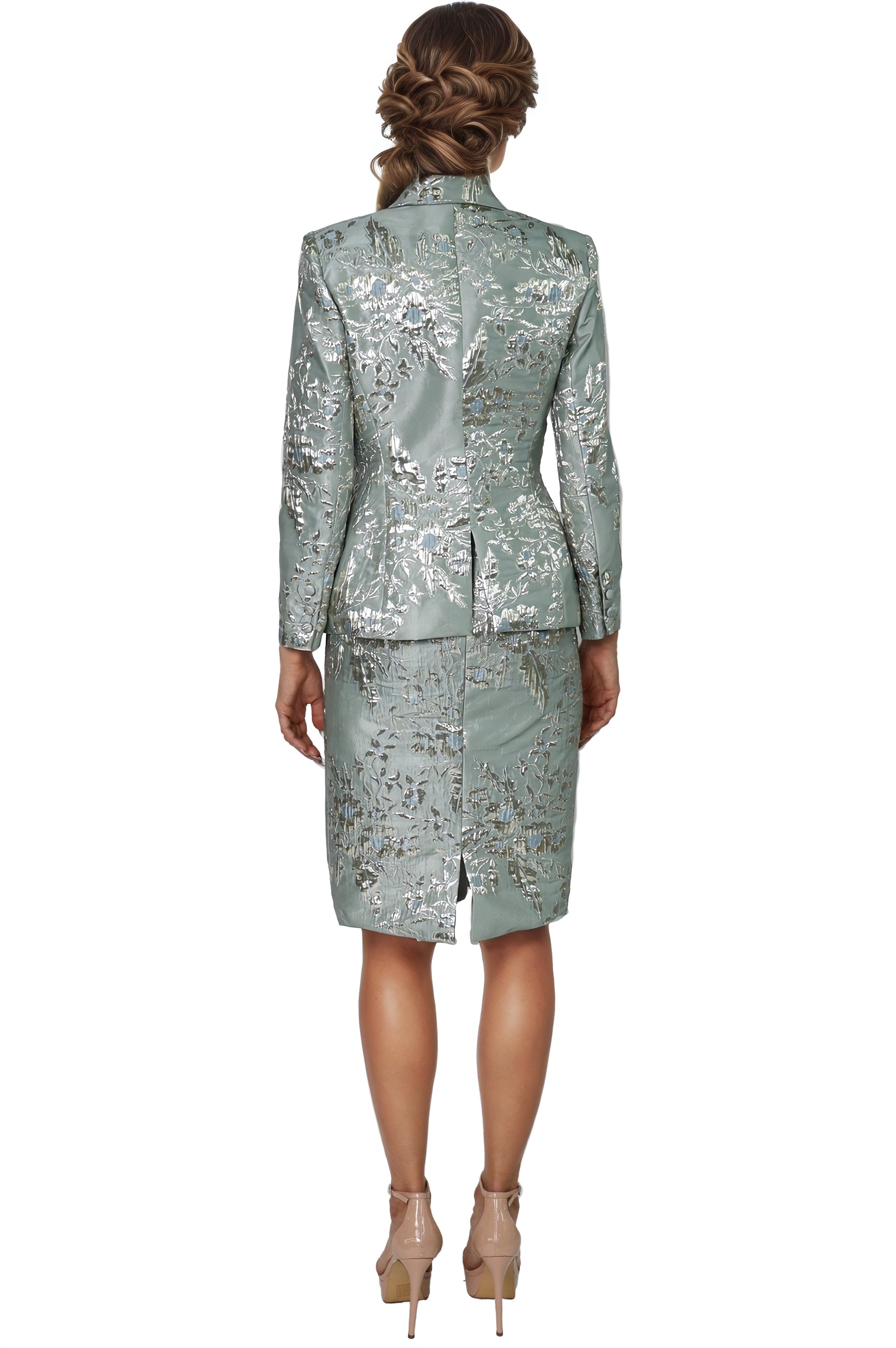 Long Sleeve Brocade Blazer Jacket Rene Ruiz Collection