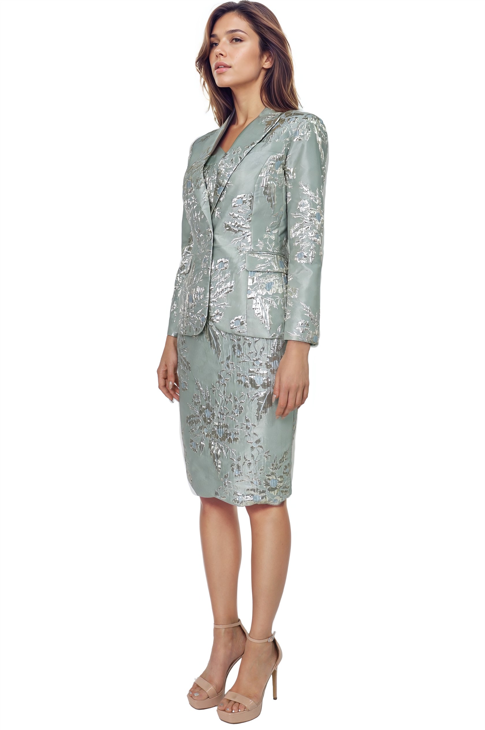 Long Sleeve Brocade Blazer Jacket Rene Ruiz Collection