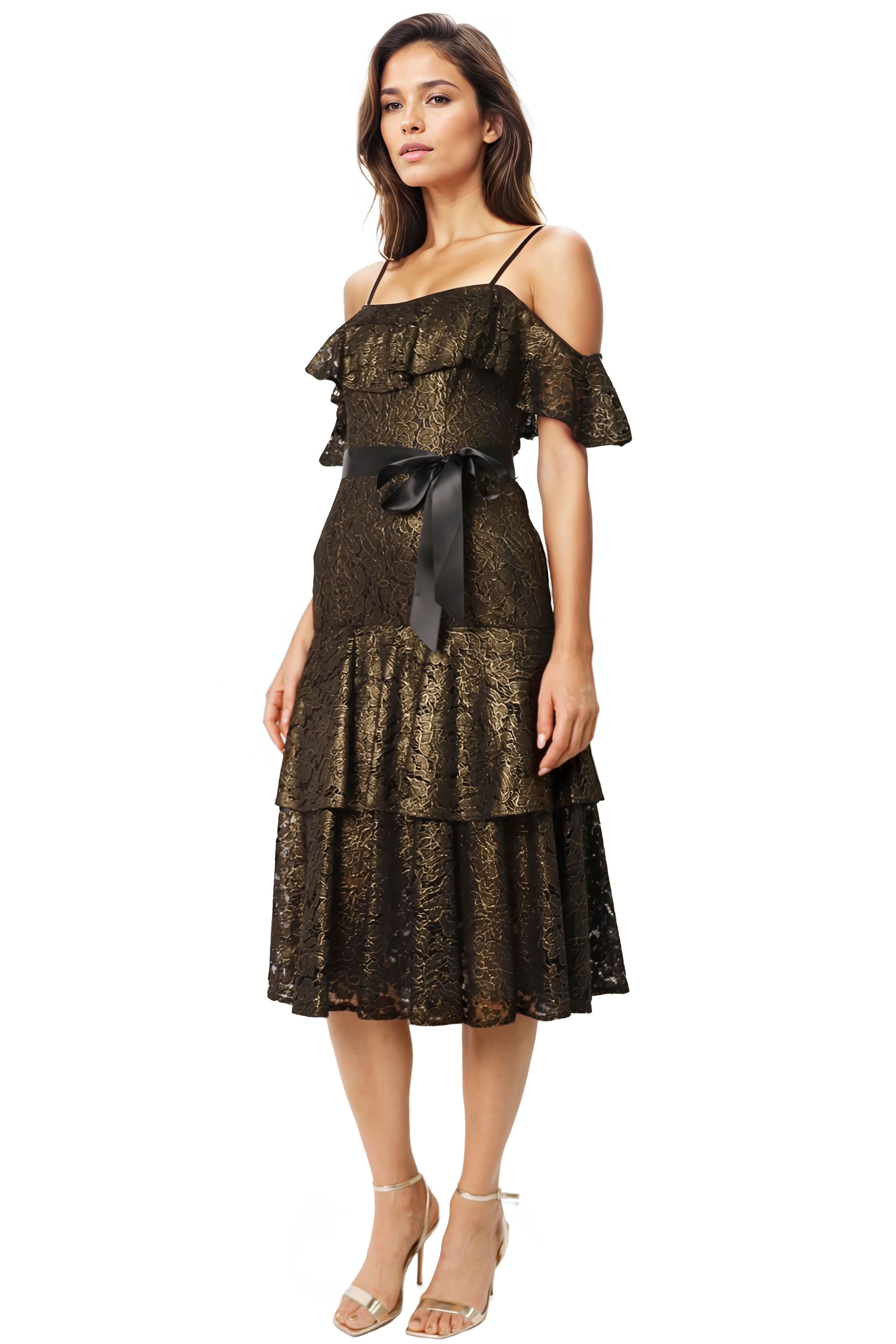 Off The Shoulder Lace Zip Off Gown Cocktail Rene Ruiz Collection