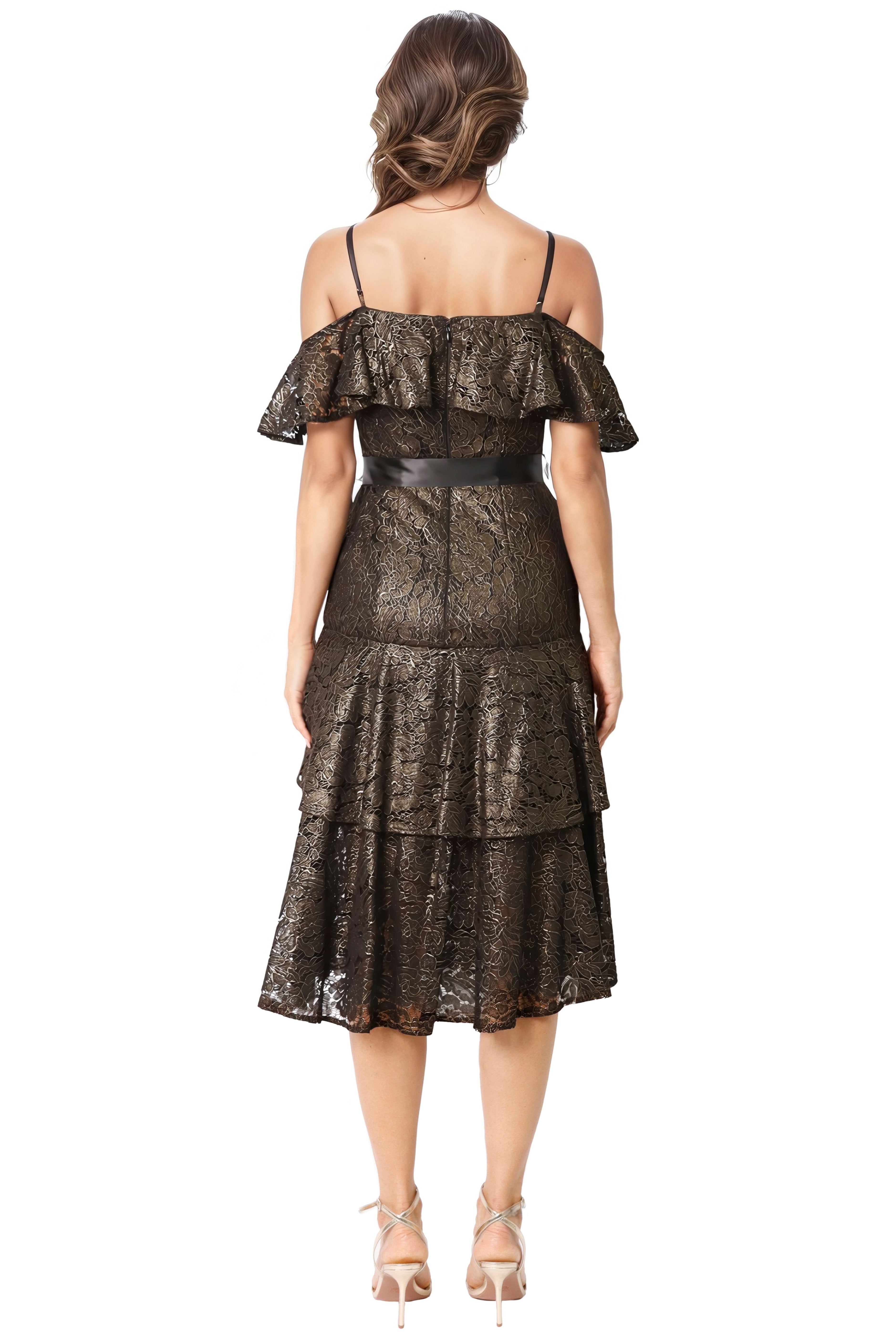 Off The Shoulder Lace Zip Off Gown Cocktail Rene Ruiz Collection